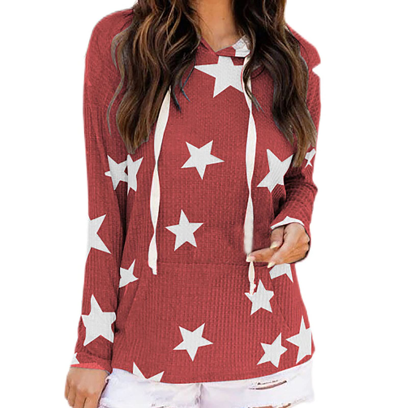 Women's Casual Hooded Sweatshirt - Long Sleeve Pullover with Pocket & Drawstring | Loose Fit Printed Hoodie for Everyday Wear, Street Style & Lounge Comfort