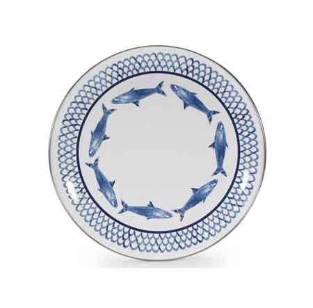 Vintage Fish Camp Enamelware Dinner Plates - Set of 4 (10.5 Inch) for Camping, Picnics & Rustic Home Dining