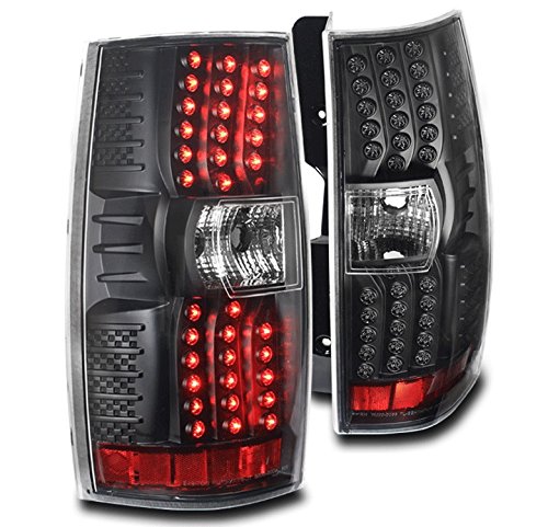 Black LED Tail Brake Lights Compatible with 2007-2014 Chevy Suburban Tahoe & 2007-2013 GMC Yukon - High Visibility Rear Lamps for Night Driving & Enhanced Safety