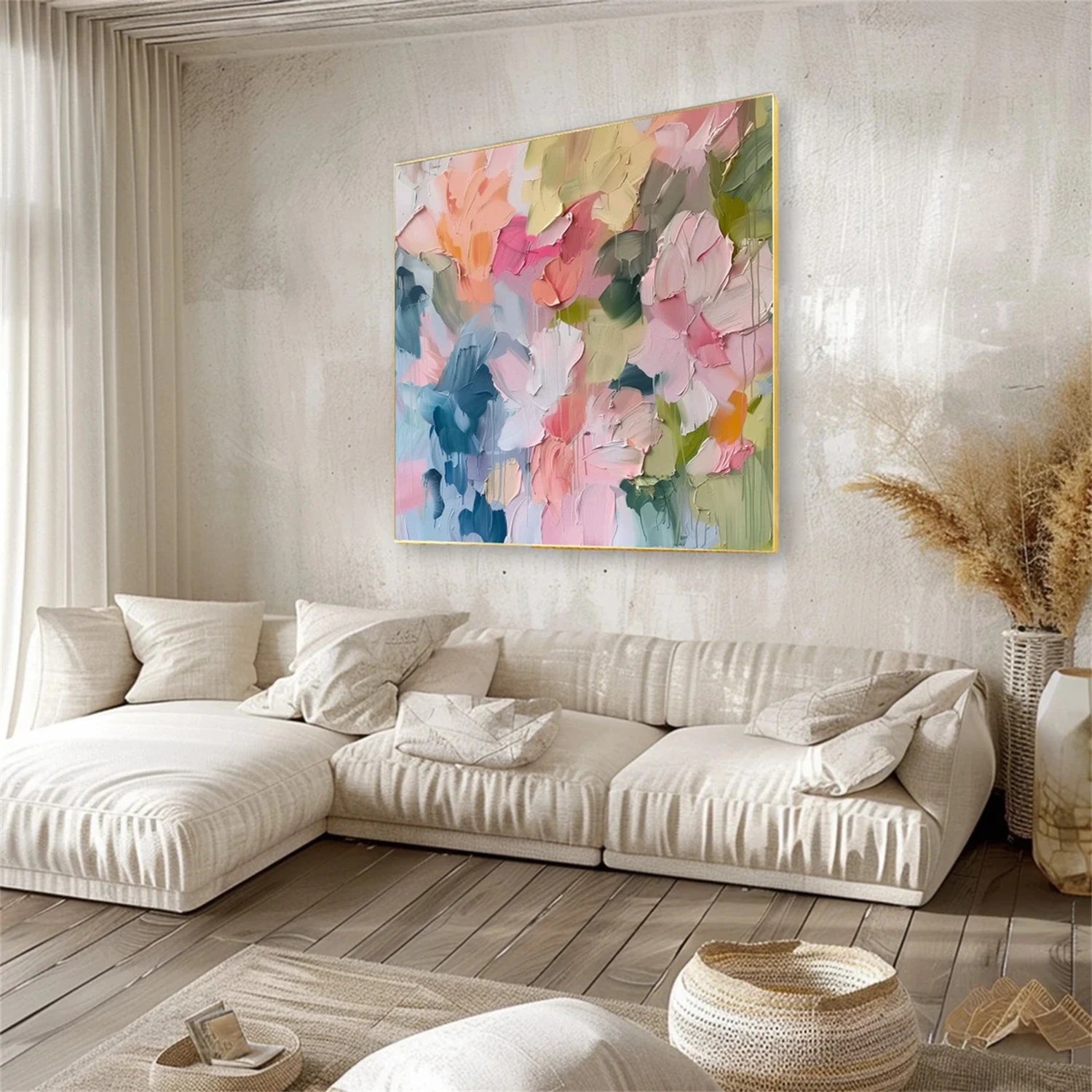 Beautiful Flower and Tree Painting #FT098 - Handmade Canvas Art for Home Decor, Living Room, Bedroom & Office Wall