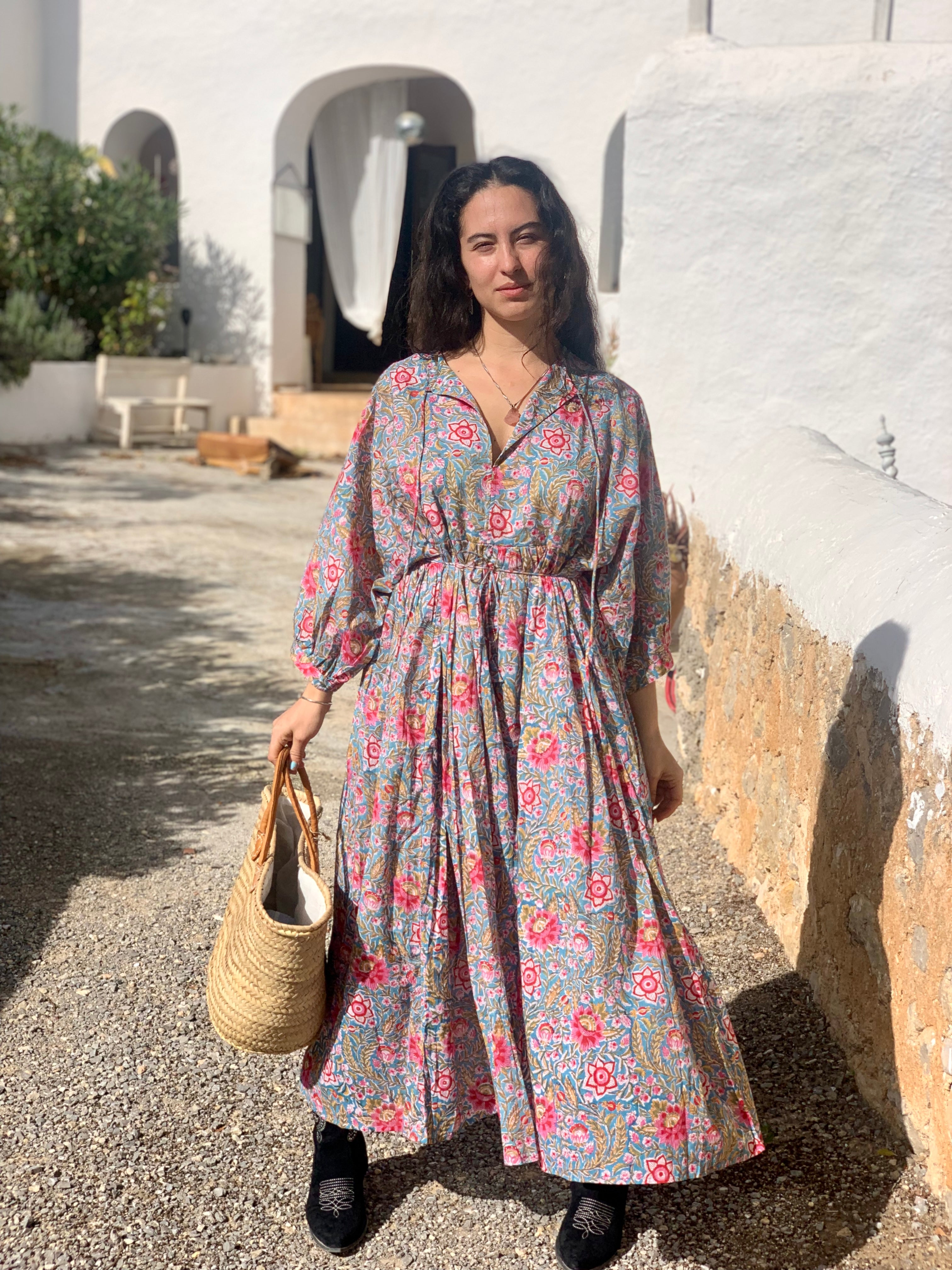 Bohemian Butterfly Print Maxi Dress for Women - Flowy Summer Beach Dress for Vacation, Music Festivals & Outdoor Parties