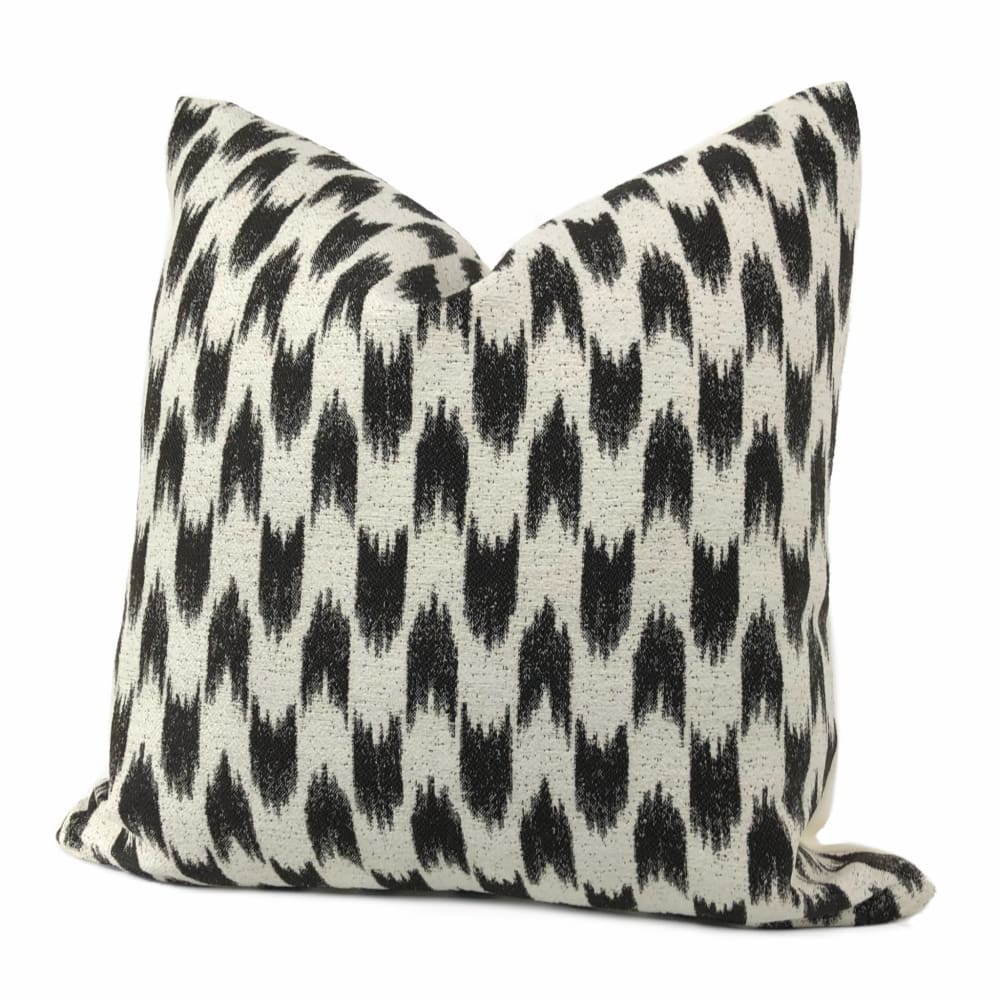 Sumatra Black Cream Ikat Arrows Pillow Cover - Bohemian Decorative Throw Pillow Case for Sofa, Bed & Home Decor - 18x18 Inches