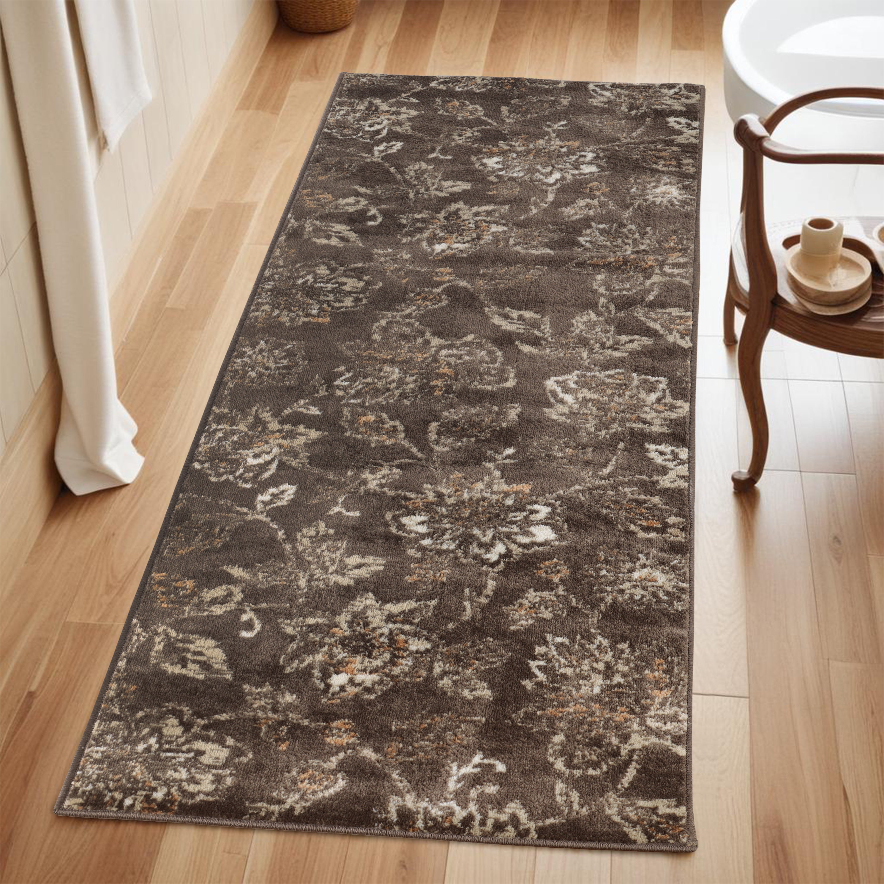 Jacobean Floral Modern Farmhouse Indoor Area Rugs & Runner Rugs - Soft Non-Slip Living Room Bedroom Decor for Cozy Home