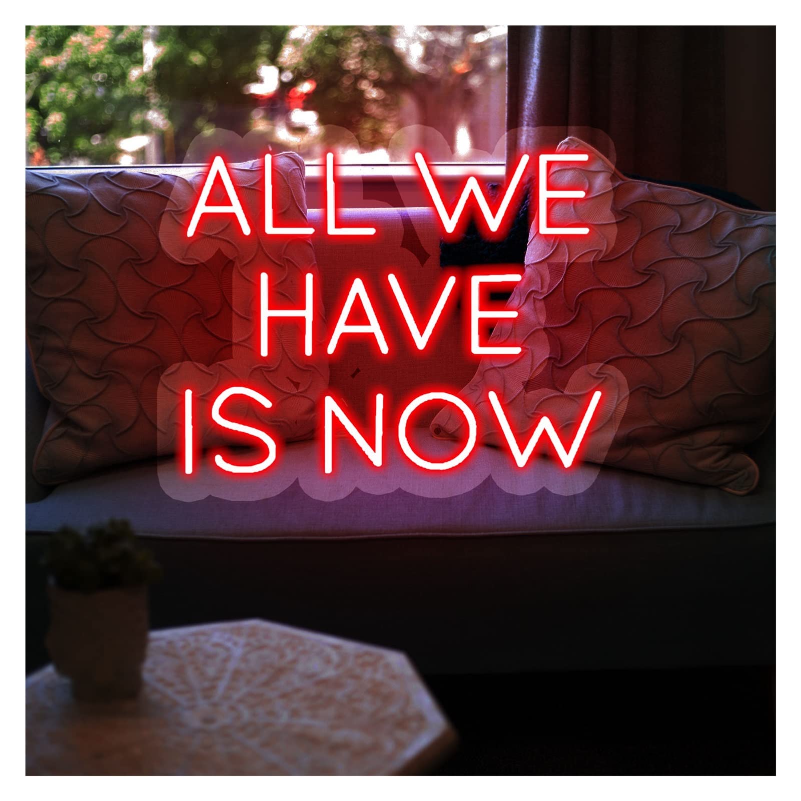 Custom Dimmable Neon Sign - 'All We Have is Now' - 60x51cm Red LED Wall Decor for Bedroom, Wedding, Party & Home Decoration | Perfect for Romantic Ambiance, Gift Giving & Instagrammable Spaces