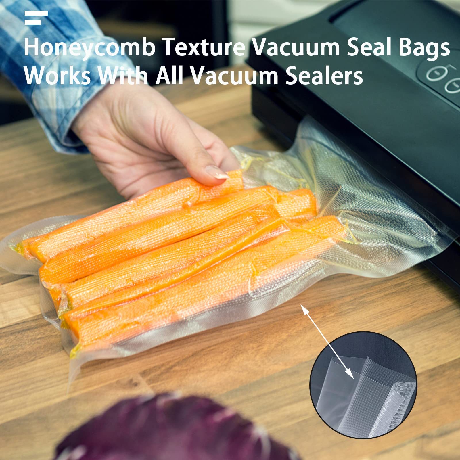 **Heavy Duty Vacuum Sealer Bags 4x6 Inch - Commercial Grade Pre-Cut Food Storage Bags, Heat Sealable, Boil-Safe to 280°F, Freezer Safe, Resizable & Reusable (100 Pack) - Perfect for Sous Vide, Meal Prep & Long-Term Food Preservation**