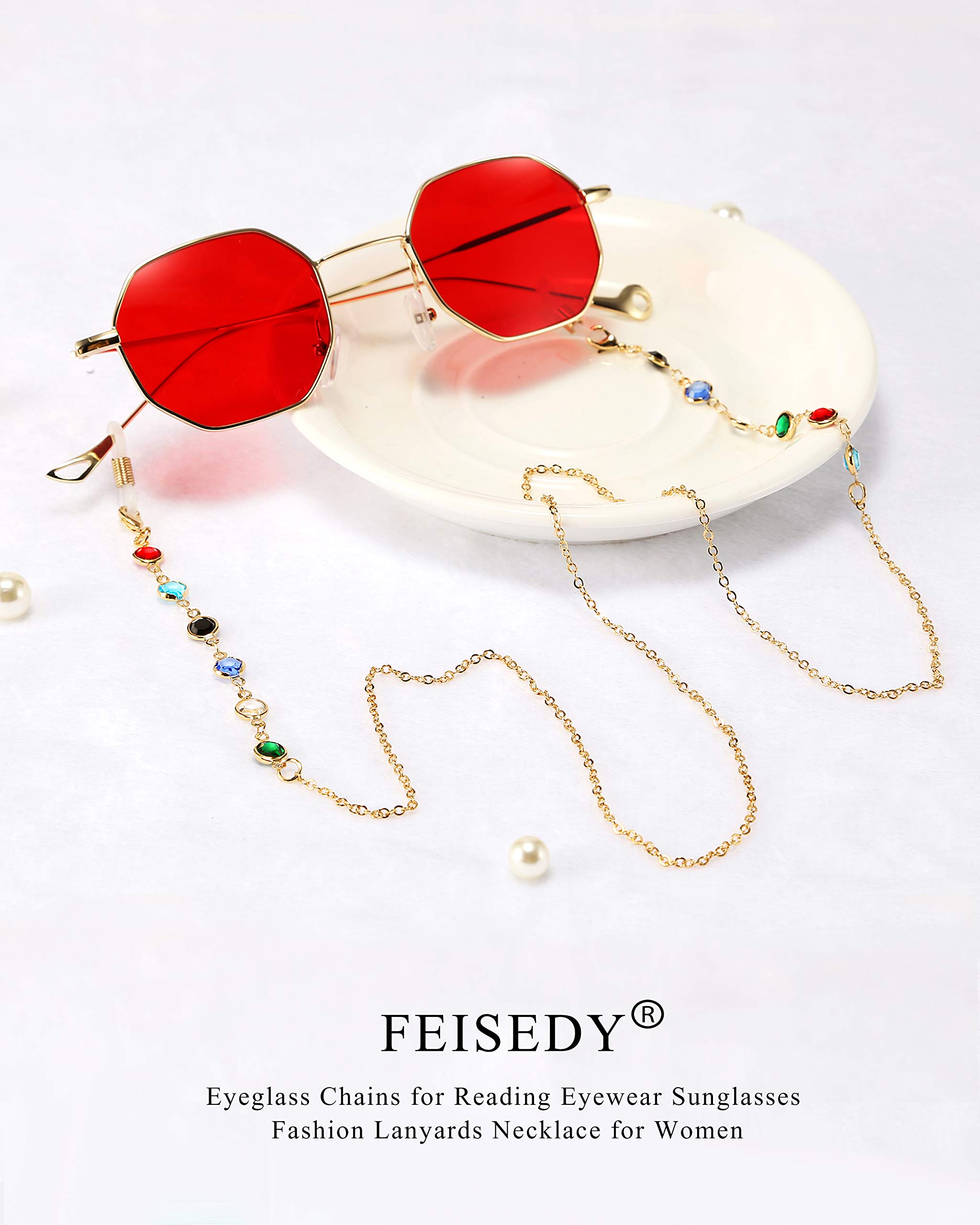 FEISEDY Women's Eyeglass Lanyard - Stylish Reading Glasses Holder for Work & Travel