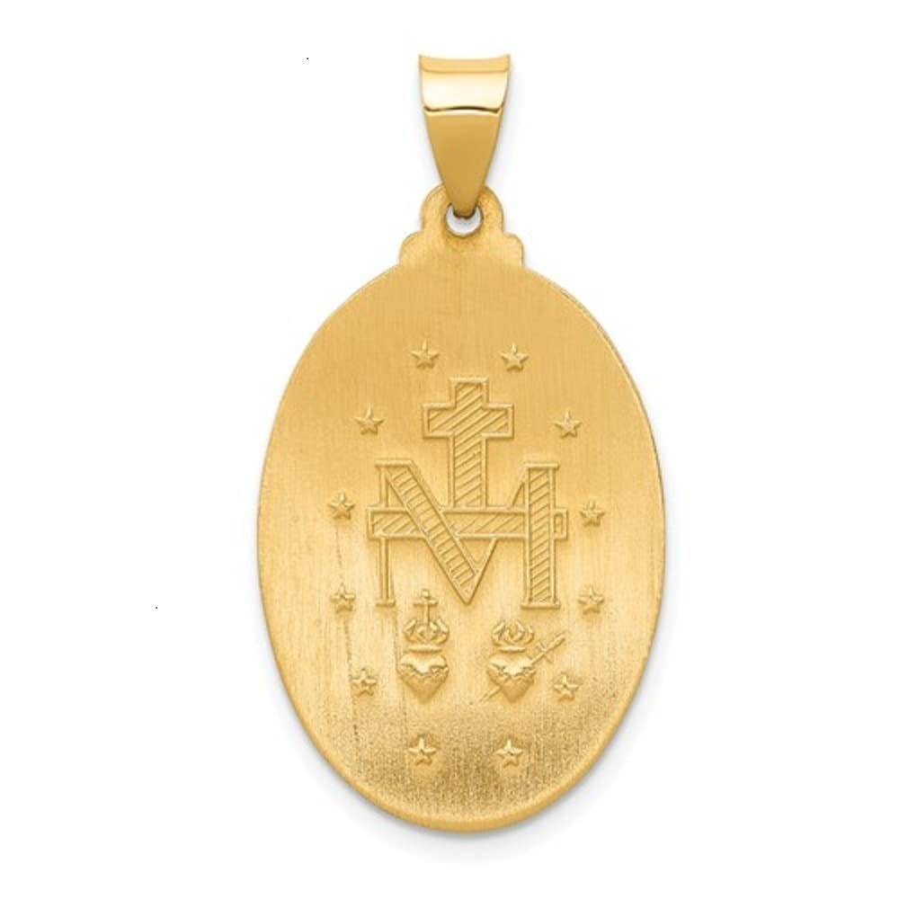 14K Yellow or White Gold Miraculous Medal Pendant Necklace - Roy Rose Jewelry - Oval Religious Charm for Women & Men - Small, Medium, Large Sizes - Perfect for Baptism, First Communion & Daily Wear