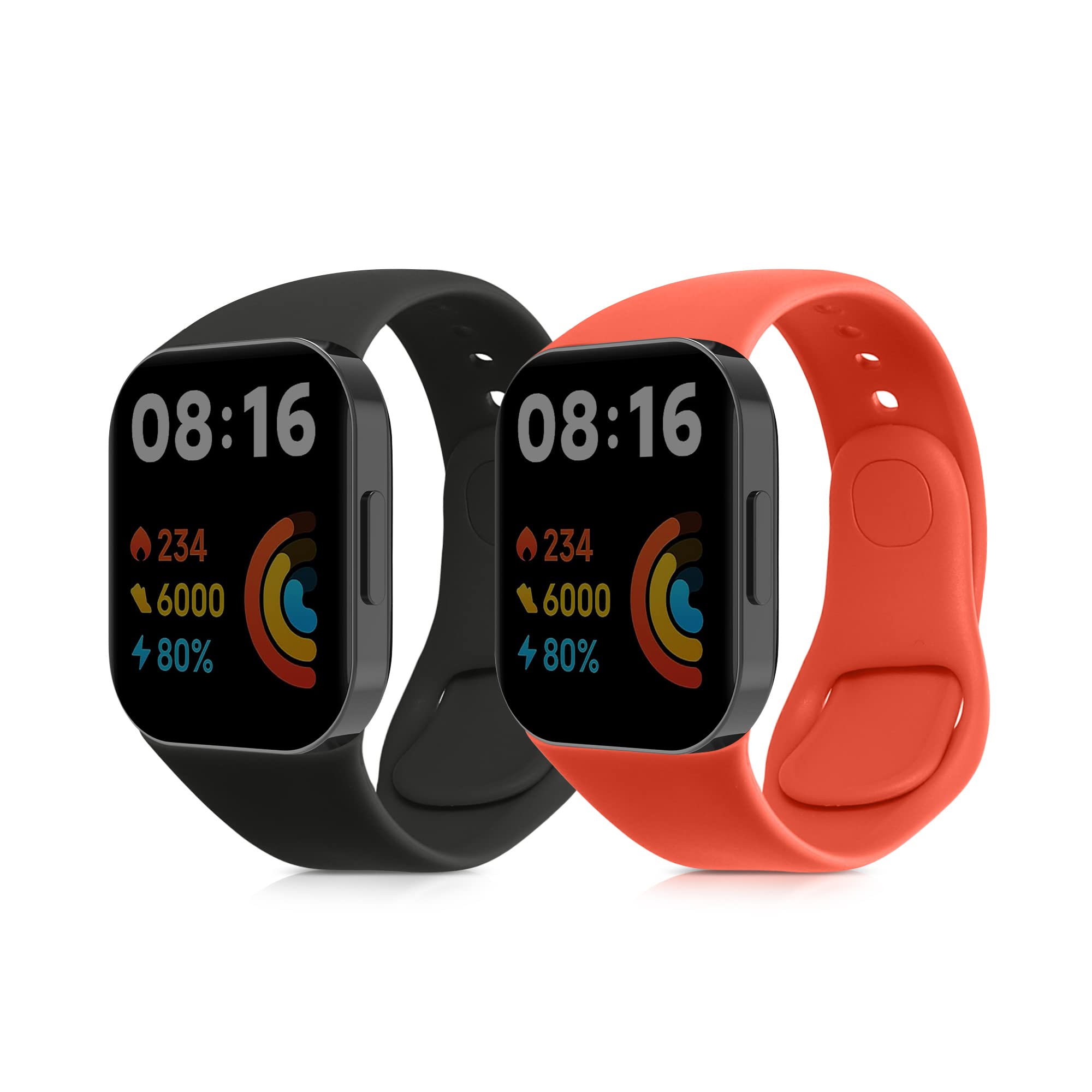 kwmobile Replacement Silicone Watch Straps for Xiaomi Redmi Mi Watch Lite 3 / Redmi Watch 3 - 2-Pack Durable Sport Bands (Black/Dark Blue) for Gym, Running & Everyday Wear