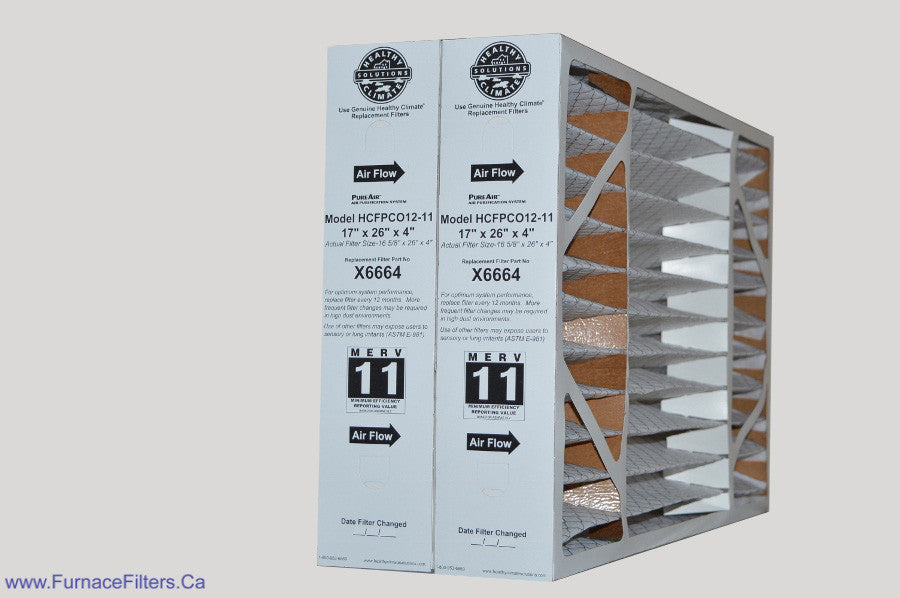Lennox X6664 Furnace Filter 17x26x4 MERV 11 - Healthy Climate PCO 12C (Pack of 2) - High Efficiency Air Filter for Home HVAC Systems, Allergies & Dust Control