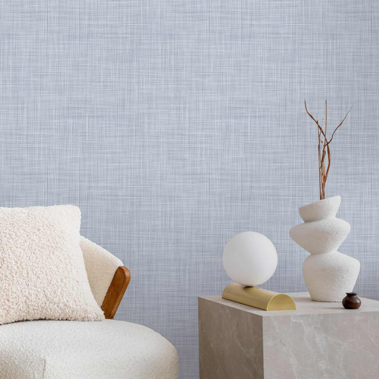 Blue Linen Texture Wallpaper CC343 - Self-Adhesive Peel & Stick Wallpaper for Bedroom, Living Room, and Office Decor