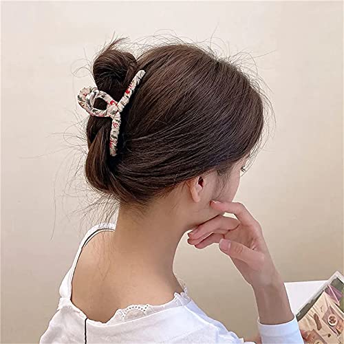 SOWUNO 5PCS Large Acrylic Hair Claw Clips - Non-Slip Strong Hold Hair Jaw Clamps with Floral Print for Women & Girls | Perfect for Updos, Ponytails & Everyday Hairstyles