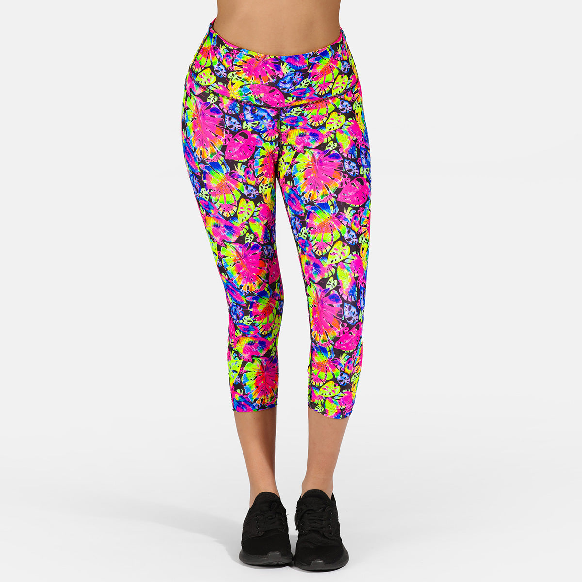 Women's Summer Palm Print Capri Pants - Lightweight, Stretchy & Comfortable for Beach, Vacation & Casual Wear