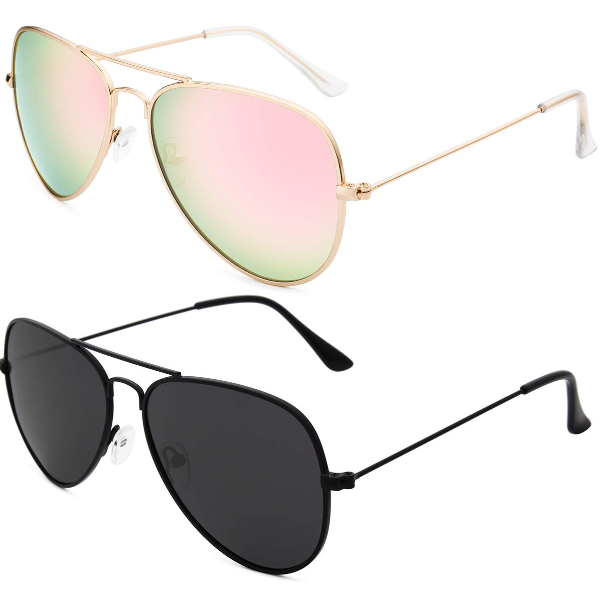 Livhò Polarized Aviator Sunglasses for Men & Women - UV 400 Protection Metal Mirror Lens - Perfect for Driving, Beach & Outdoor Activities