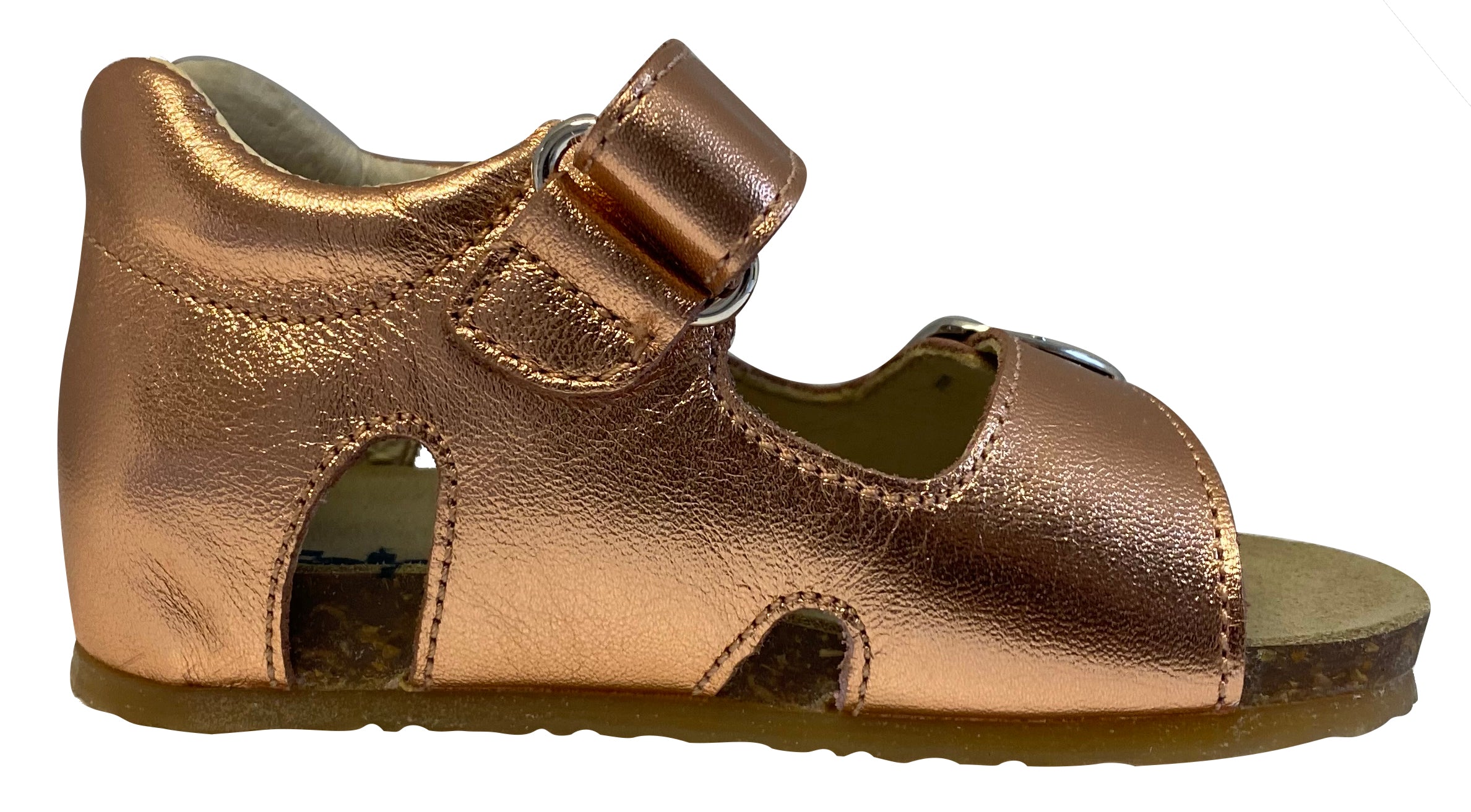 Falcotto Girls' Open Toe Sandals - Rose Gold Glitter Laminato | Comfortable Summer Shoes for Kids, Beach & Party Wear