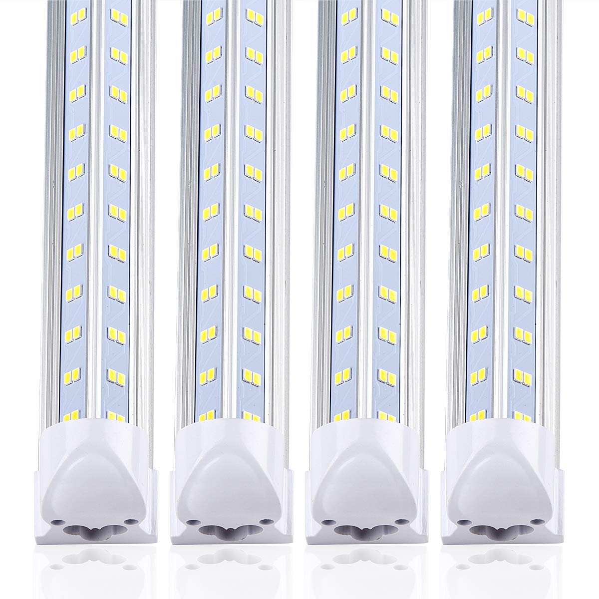 (10-Pack) 8ft LED Shop Light Fixture - 100W 18500LM 5000K Daylight White V-Shape Linkable LED Tube for Garage, Warehouse, Workshop - Plug & Play Clear Lens Lighting Solution for Industrial & Commercial Spaces
