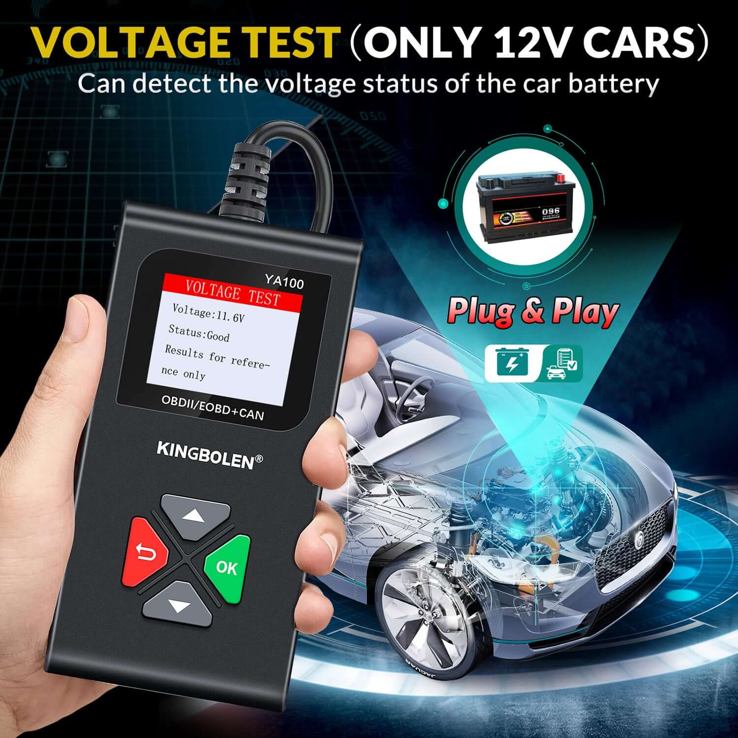 KINGBOLEN YA100 Auto OBD2 Scanner - Professional Car Diagnostic Tool for Engine & Exhaust Inspection | Perfect for Mechanics & DIY Car Maintenance