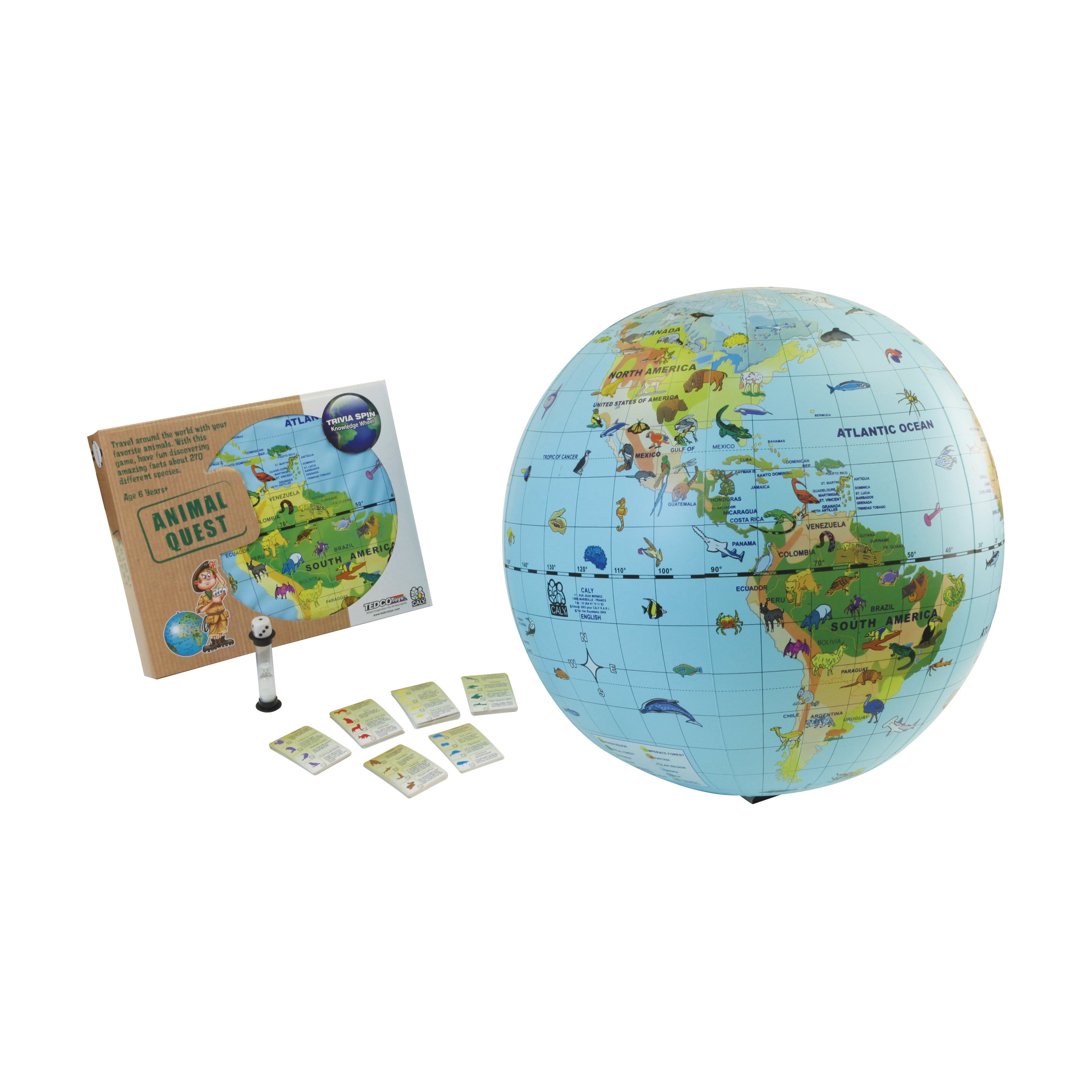 Animal Quest Inflatable Globe - Educational Geography Learning Toy for Kids | Fun Classroom & Homeschool STEM Activities
