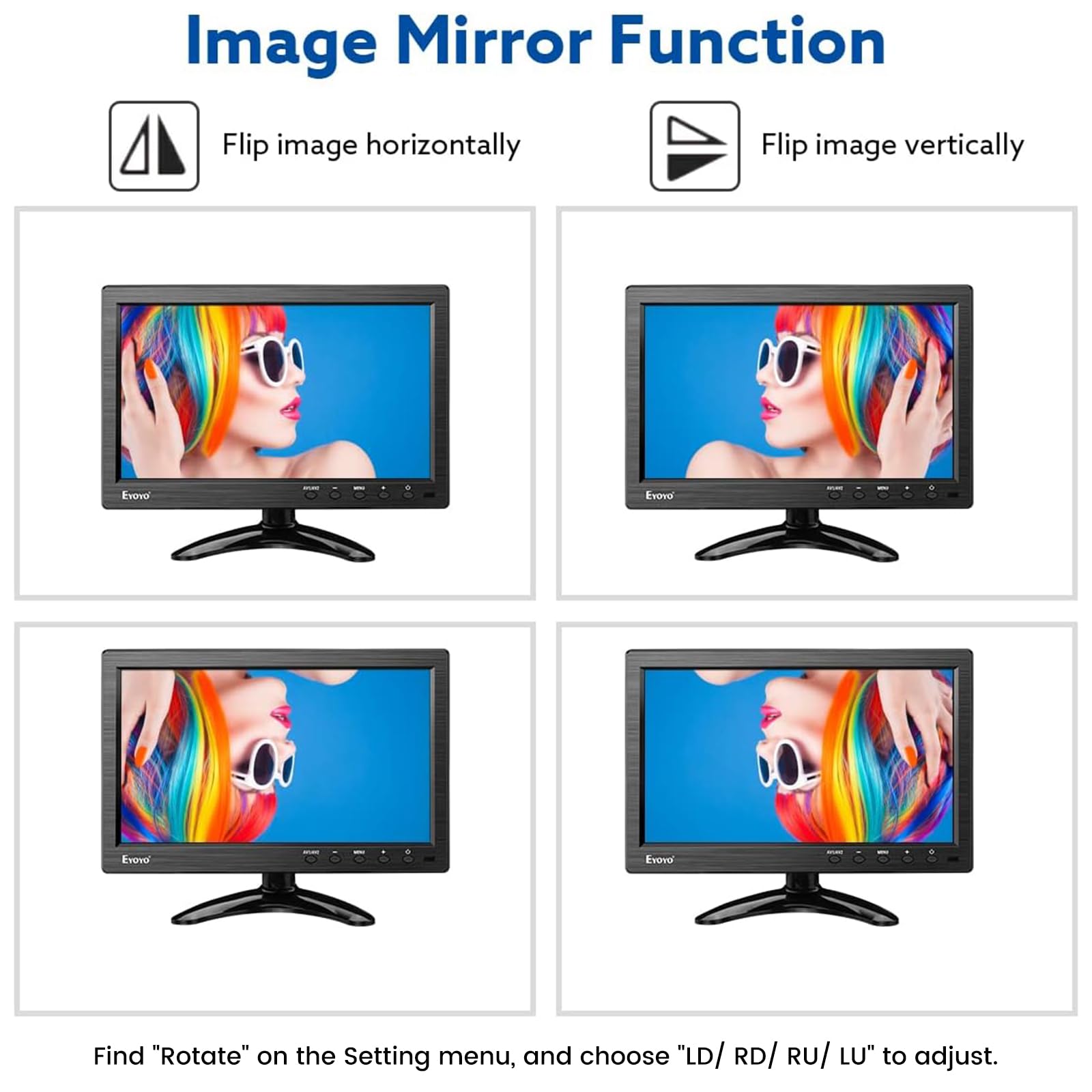Eyoyo 10 Inch HD TFT LCD Monitor - 1024x600 Resolution, Supports AV/VGA/BNC/HDMI Input for CCTV, DVD, PC & DVR - Built-in Speakers & Remote Control - Ideal for Security Systems, Gaming & Home Entertainment