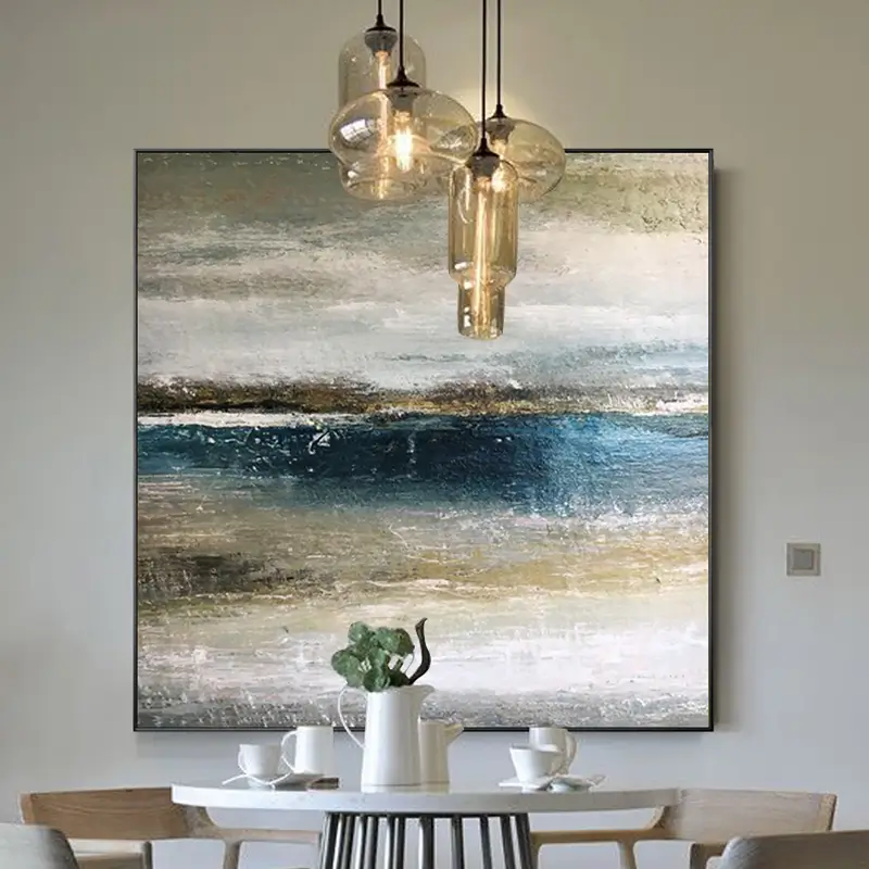 Ocean And Sky Painting #OS 006 - Handmade Canvas Wall Art for Home Decor, Office & Living Room - Coastal Landscape Artwork for Beach House & Modern Interior Design