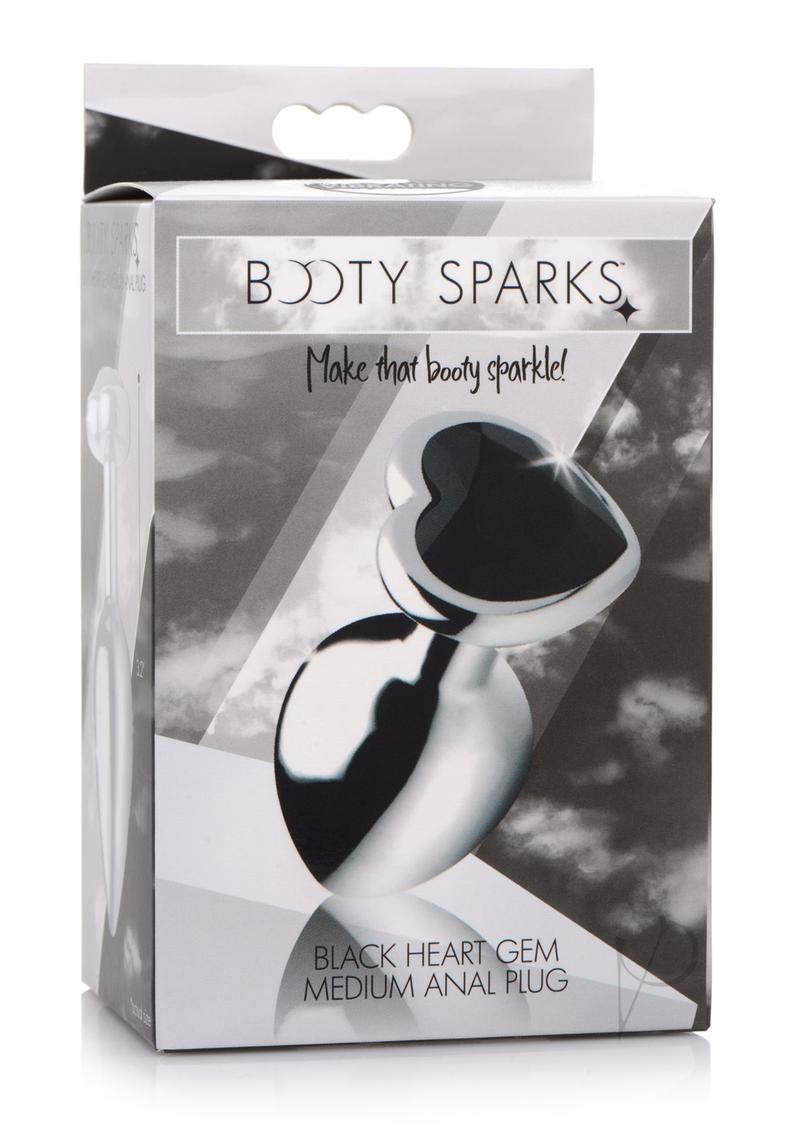 Booty Sparks Gemstones Black Heart Anal Plug - Medium Size, Black - Perfect for Sensual Play & Couples Intimacy