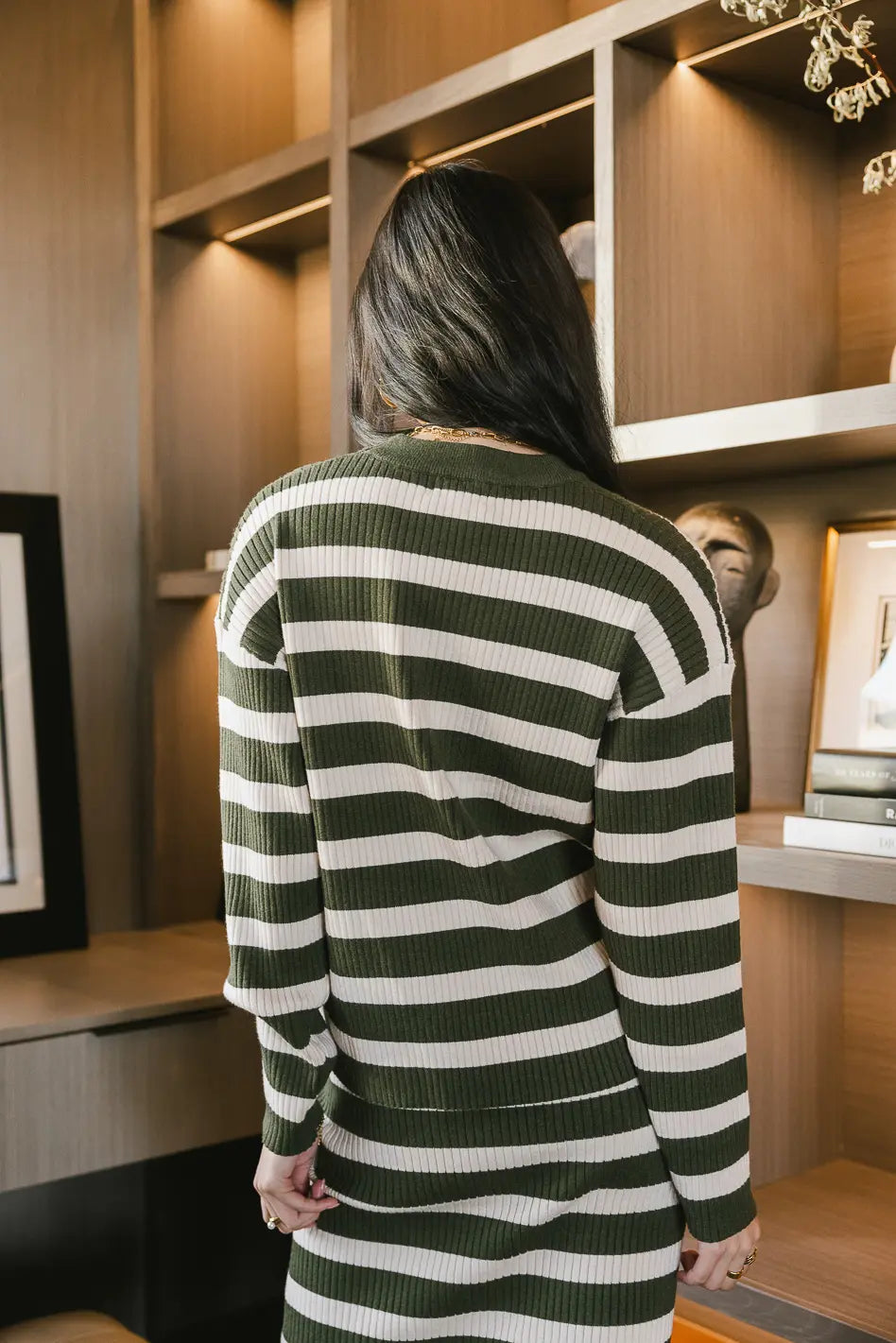 Alani Green Striped Sweater for Women - Cozy Knit Pullover for Fall & Winter - Perfect for Casual Outfits & Layering
