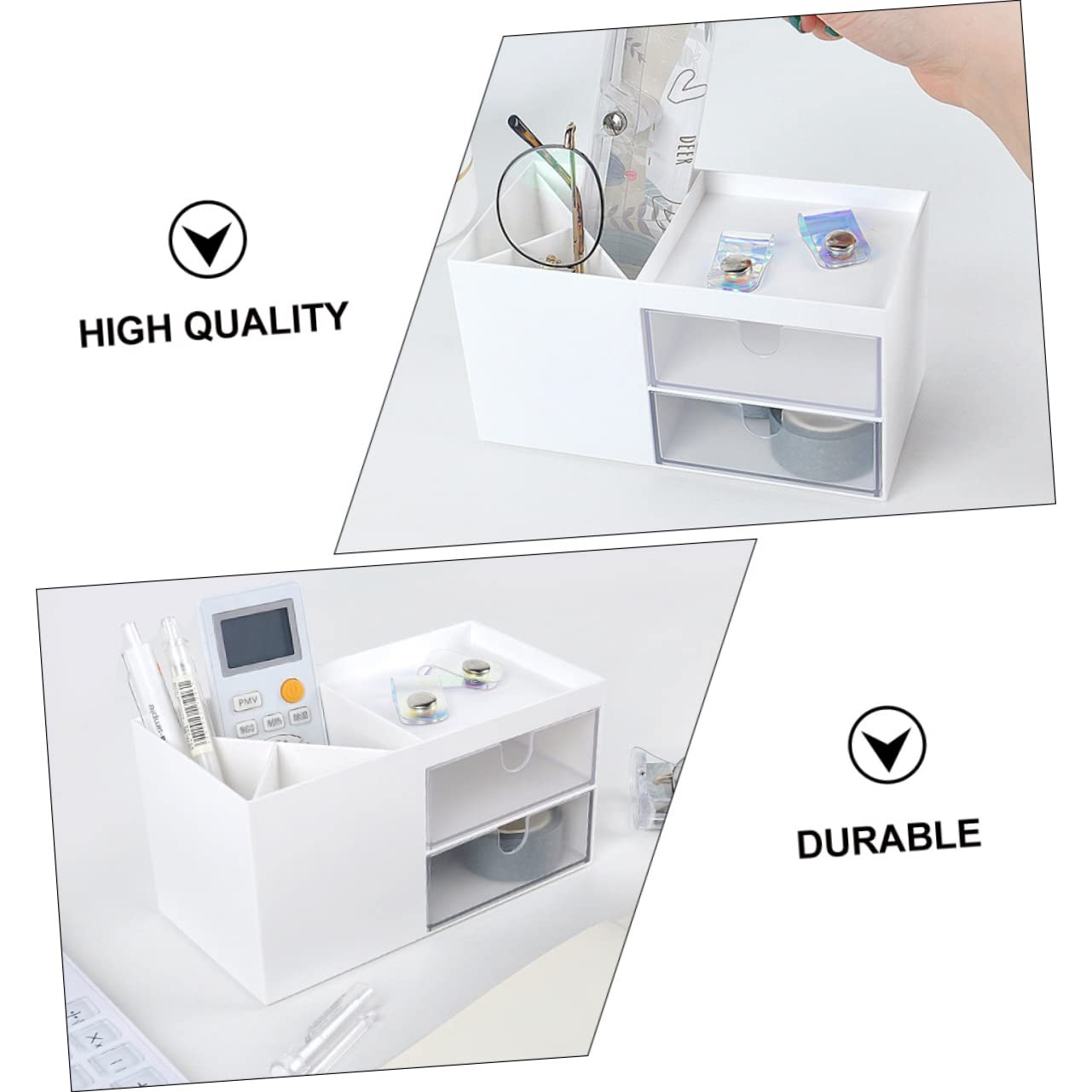 Levemolo Makeup Organizer with Drawers - 3-Tier Cosmetic Storage Box with Multiple Grids, Practical Vanity Organizer for Bathroom, Bedroom & Travel