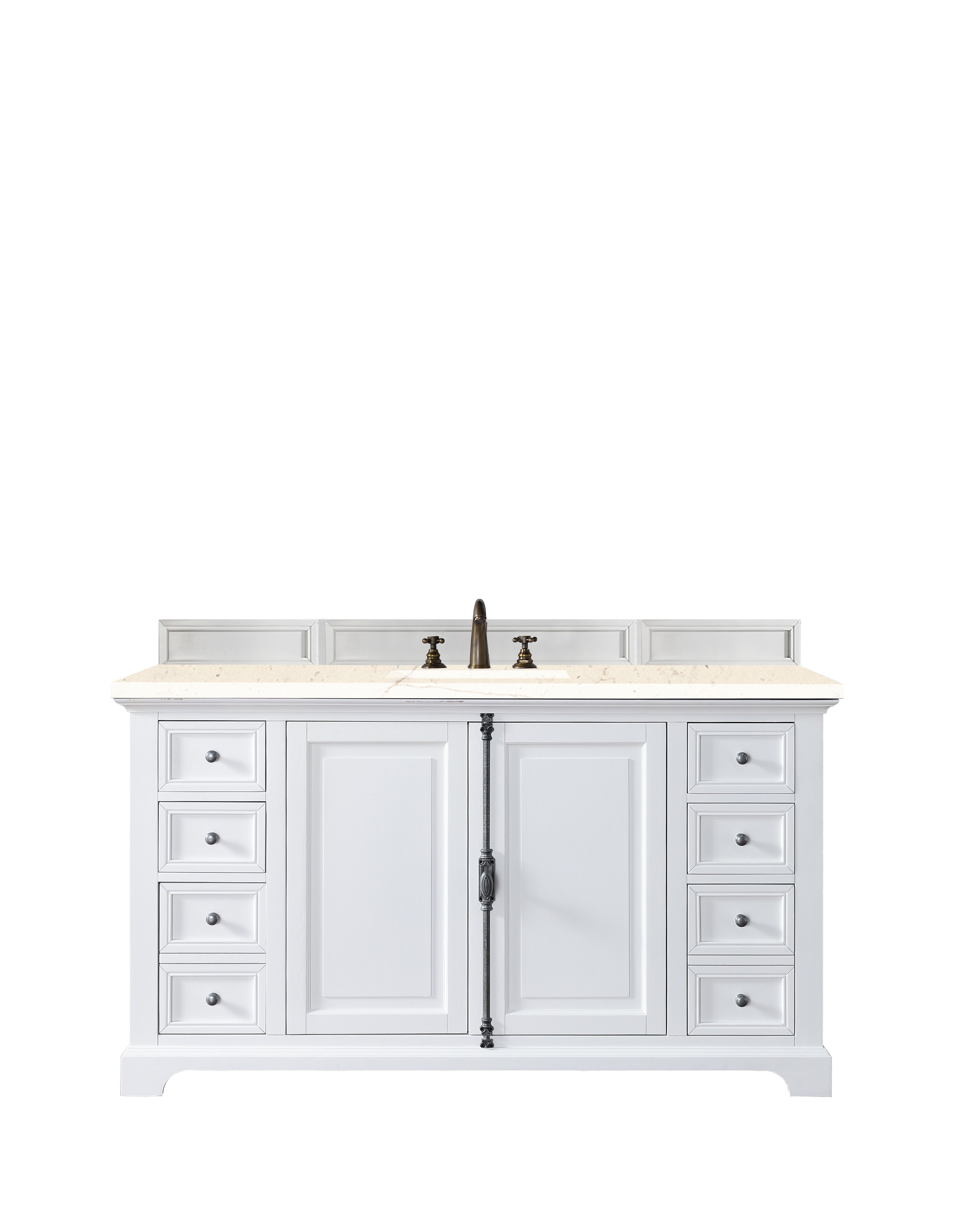 Providence 60 Inch Single Bathroom Vanity Set with 3CM Eternal Marfil Quartz Countertop - Bright White Finish for Modern Bathroom Remodel | Perfect for Master Bath, Guest Bath & Powder Room