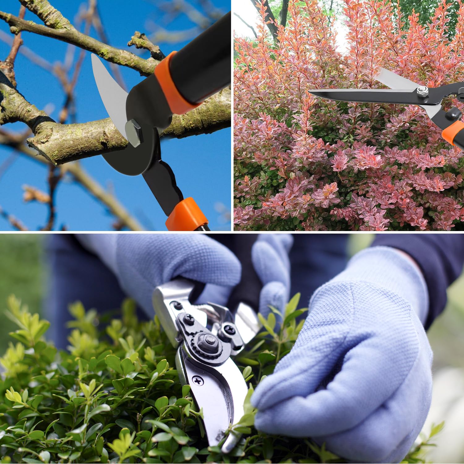 3-Piece Garden Tools Set - Heavy Duty Lopper, Pruning Shear & Tree Trimmer for Lawn, Garden & Yard | Branch Cutting & Tree Pruning | Perfect for Landscaping, Gardening & Outdoor Maintenance
