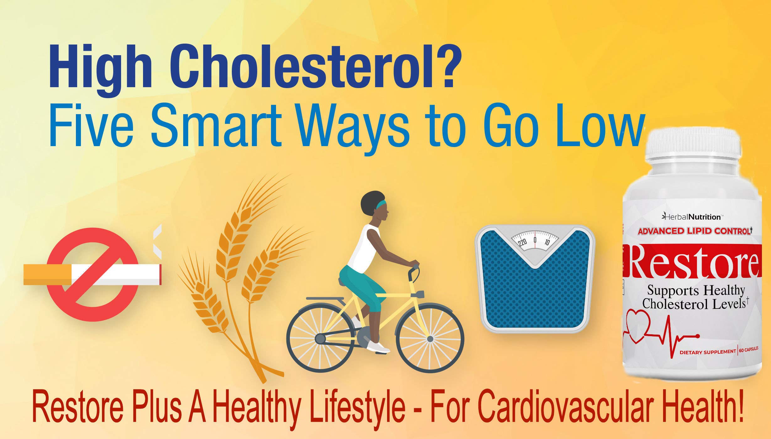 Restore Advanced Lipid Support Supplement - All-Natural Red Yeast Rice, Grape Seed & Folic Acid for Healthy Cholesterol Levels | 90-Day Guarantee | Supports Cardiovascular Health for Active Adults & Seniors
