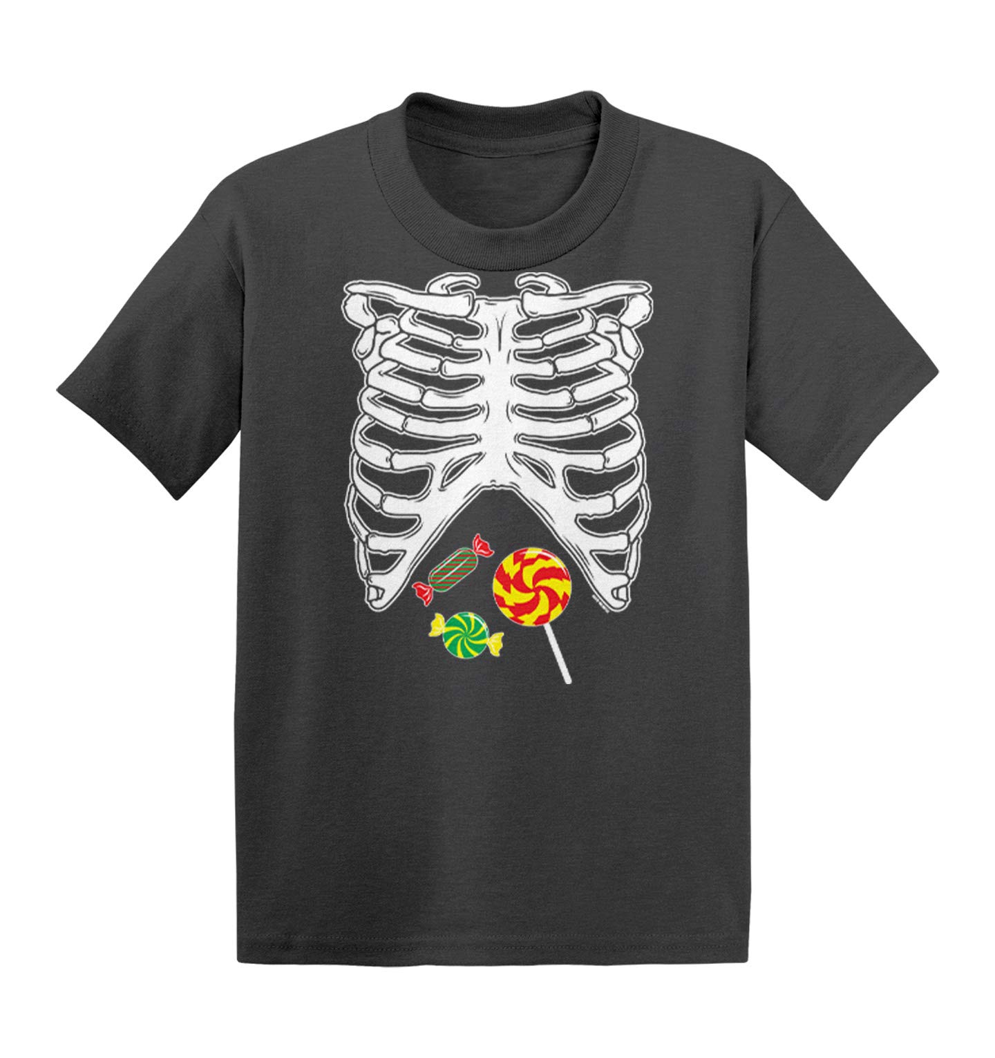 Haase Unlimited Skeleton Ribcage with Candy Print - Baby & Toddler Cotton Jersey T-Shirt | Cute Halloween Costume & Everyday Casual Outfit