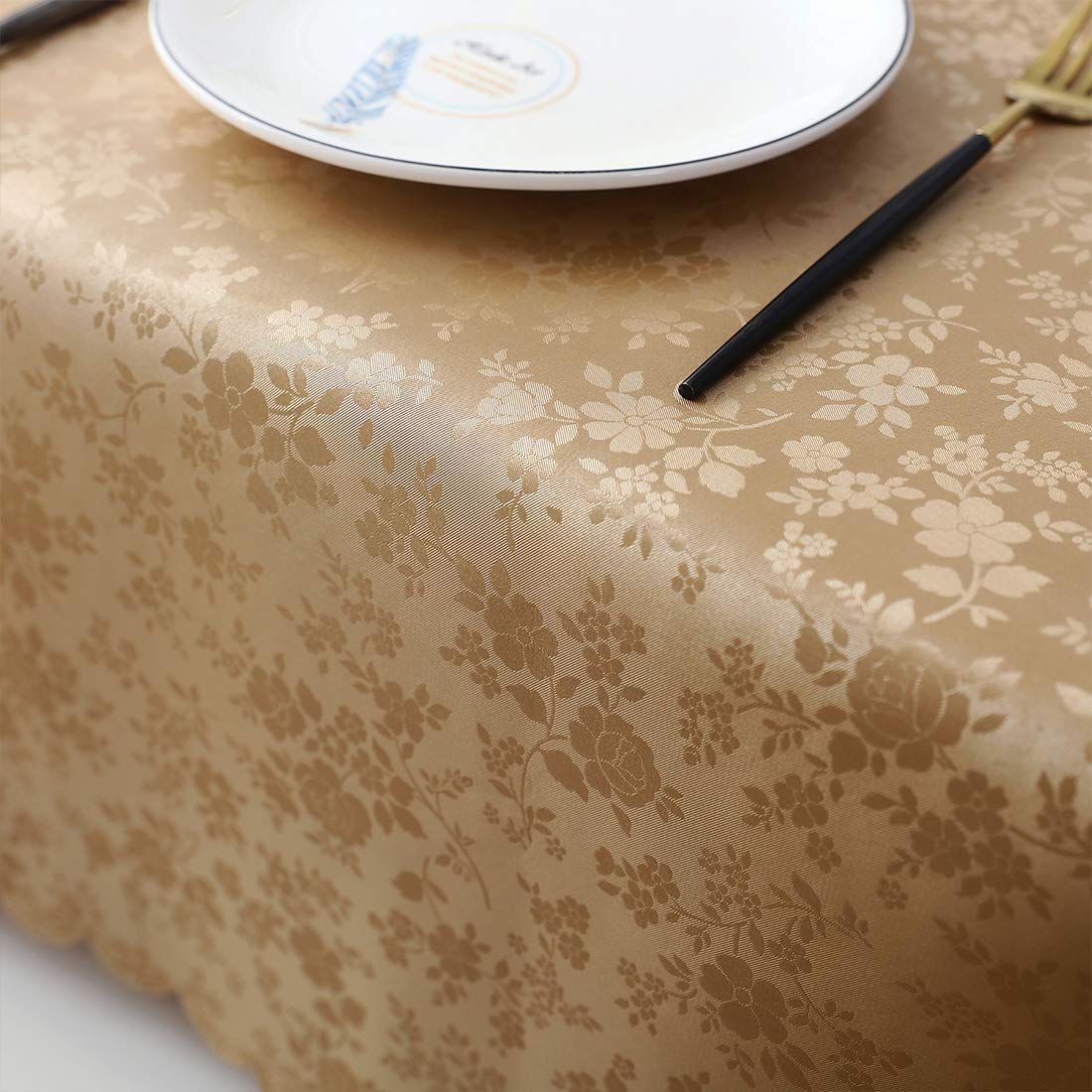Smiry Heavy Duty Waterproof Vinyl Tablecloth, Wipeable Washable Rectangle Table Cover for Kitchen & Dining Room, Durable Brown Tablecloth 54