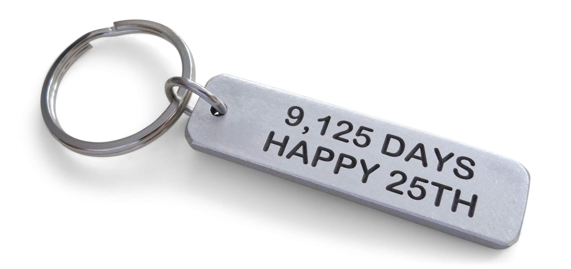 Personalized Aluminum Keychain - Engraved '9,125 Days, Happy 25th' for 25 Year Anniversary - Perfect Gift for Couples, Spouses & Milestone Celebrations