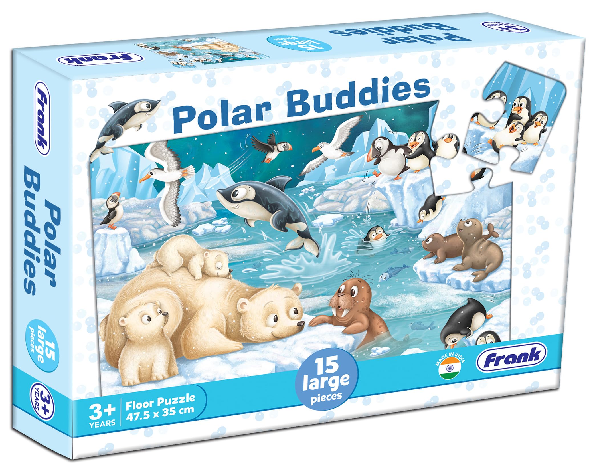 Frank Polar Buddies 15-Piece Floor Jigsaw Puzzle for Kids Ages 3-7 | Educational Learning Toy for Boys & Girls | Develops Imagination, Coordination & Problem-Solving Skills | Perfect for Playtime, Classroom Activities & Birthday Gifts