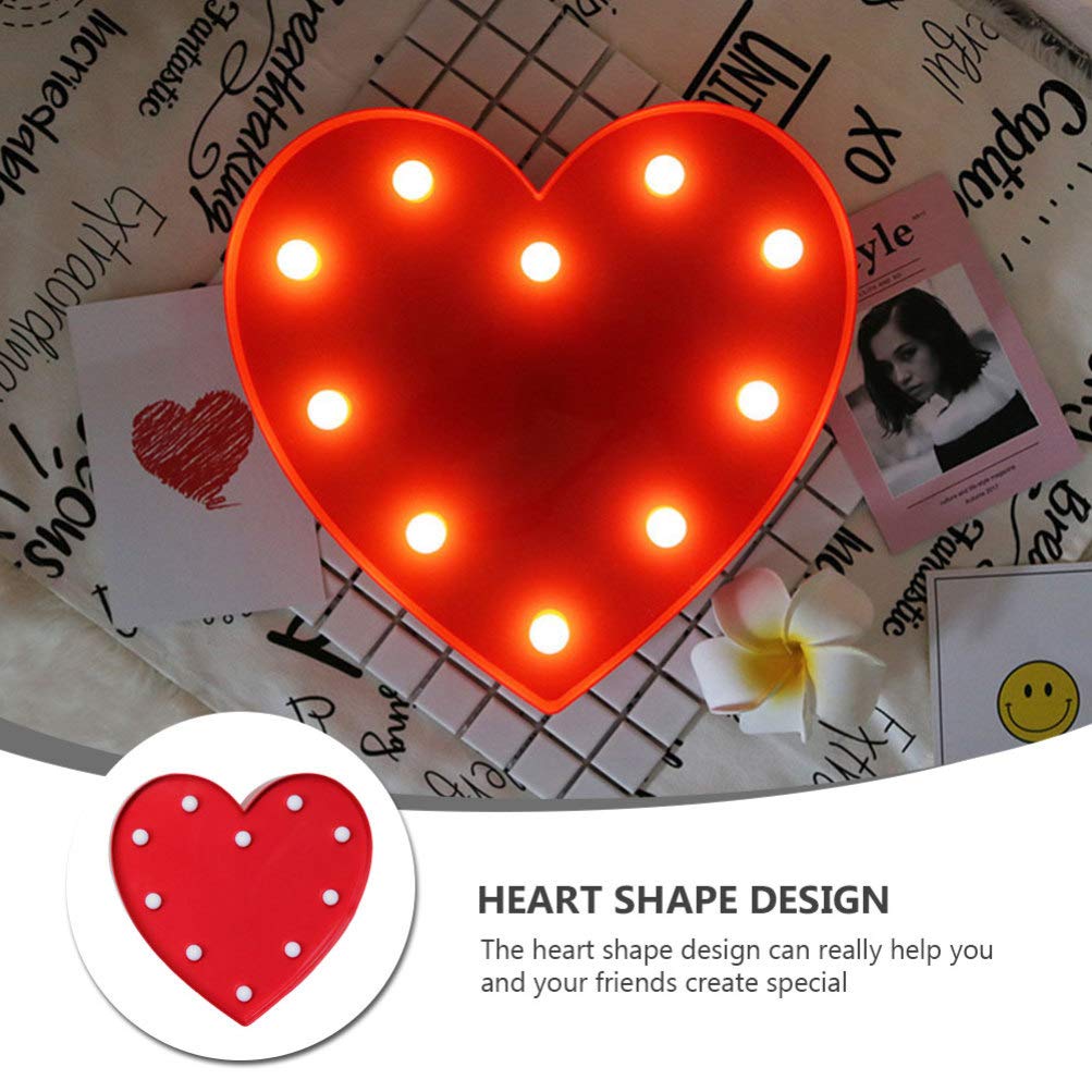 LED Heart Marquee Night Light - Romantic Love Sign for Valentine's Day, Kids Bedroom & Nursery Decor - Wall/Table Light Without Battery (Red) - Perfect for Date Nights, Wedding Proposals & Cozy Bedroom Ambiance