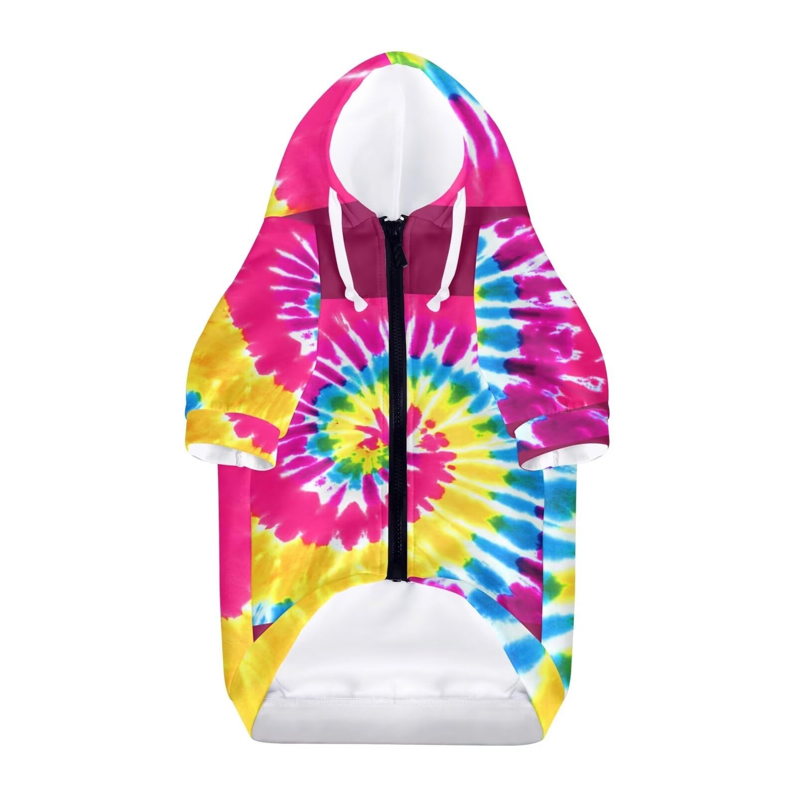 Howilath Tie-Dye Rainbow Spiral Dog Hoodie - Soft & Warm Pet Sweater with Hat for Small, Medium & Large Dogs & Cats | Perfect for Winter Walks & Outdoor Adventures