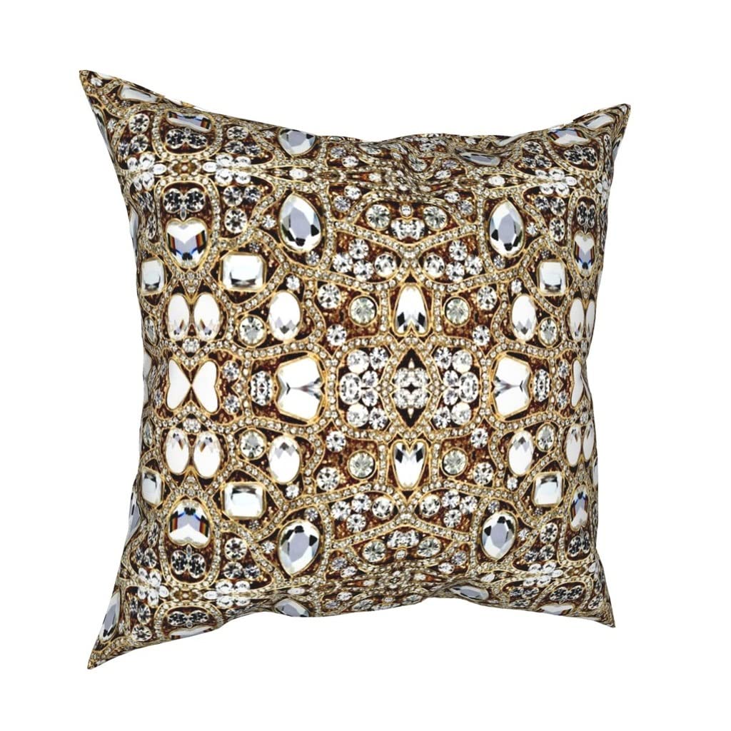 YFQHDD Gemstone Silver Crystal Decorative Pillow Cover 50x50cm - Elegant Zipper Sofa Cushion Case for Living Room & Bedroom Decor