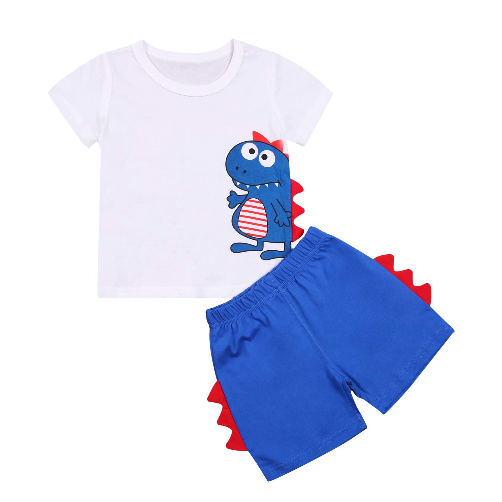 **3D Dinosaur Boys Outfit - Toddler Two-Piece Summer Casual Clothes Set for Kids | Playtime, Birthday Parties & Outdoor Adventures**
