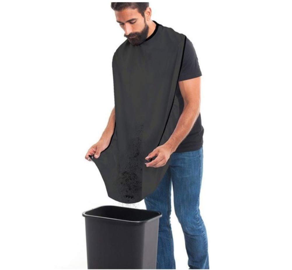 ZMIN Waterproof Beard Apron for Shaving - Black Facial Hair Cape with Watertight Design | Perfect for Barbershops, Home Grooming & Sink Shaving