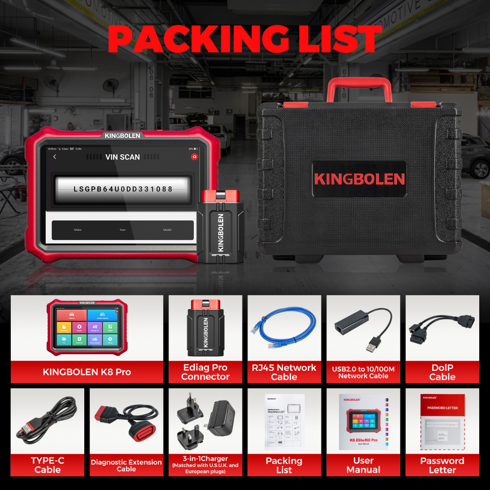 KINGBOLEN K8 PRO OE Level Car Diagnostic Tool - Bluetooth 8 Wireless Scanner with Lifetime Free Updates | ECU Coding, Bi-Directional Control, 34+ Reset Services | Supports CANFD & DOIP, FCA AutoAuth | Perfect for Professional Mechanics & DIY Car Repairs