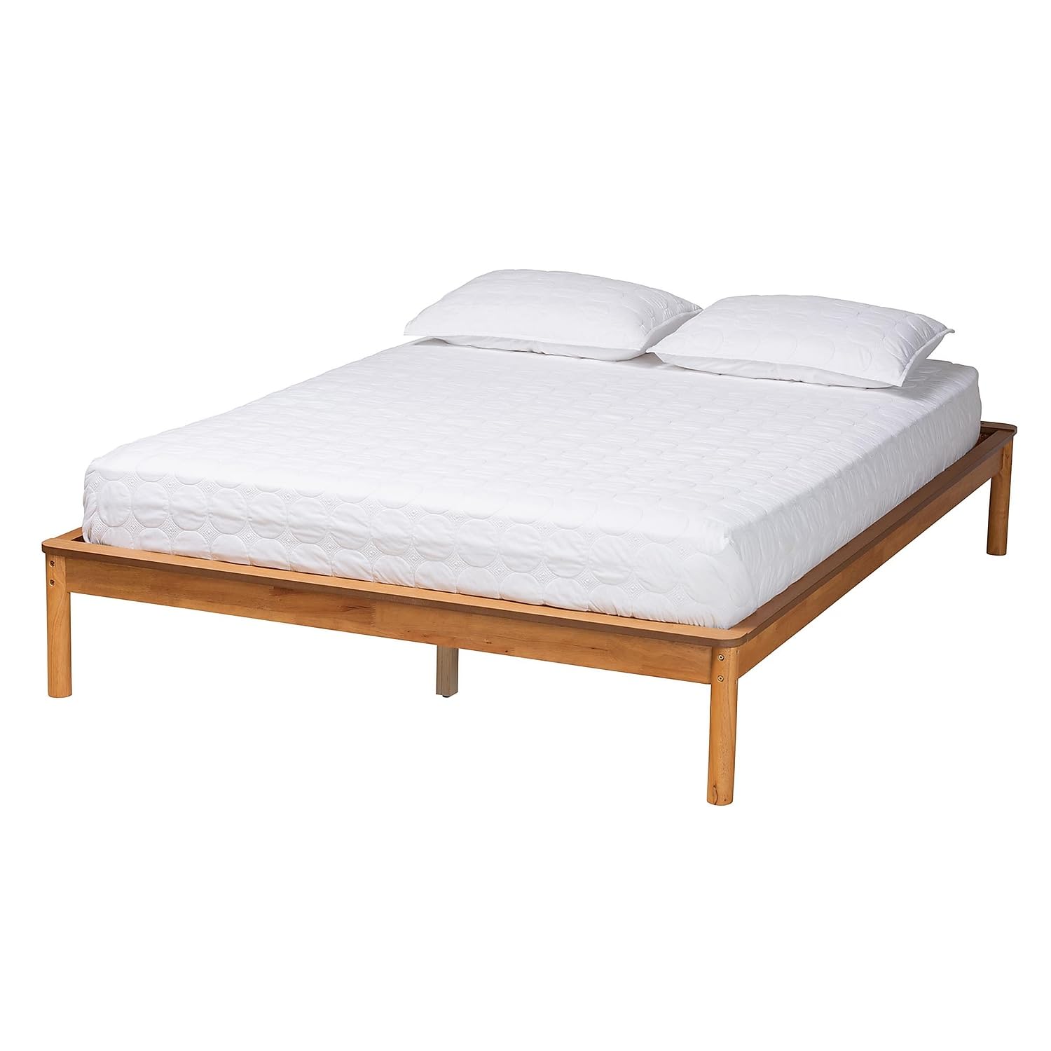 Baxton Studio Efren Queen Bed Frame in Honey Oak - Solid Wood Platform Bed with Headboard - Perfect for Modern Bedrooms & Guest Rooms (236-12785-HiT)