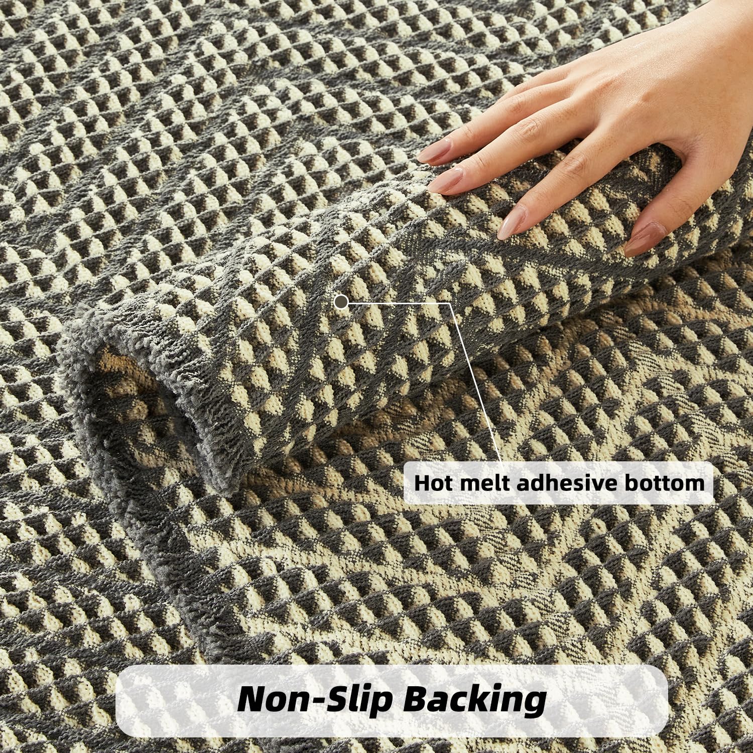 2'x6' Waffle Self-Drying Bath Mat - Non-Slip Ultra Soft Bathroom Rug in Bluish Grey & Yellow - Perfect for Bathroom, Shower, and Vanity Areas