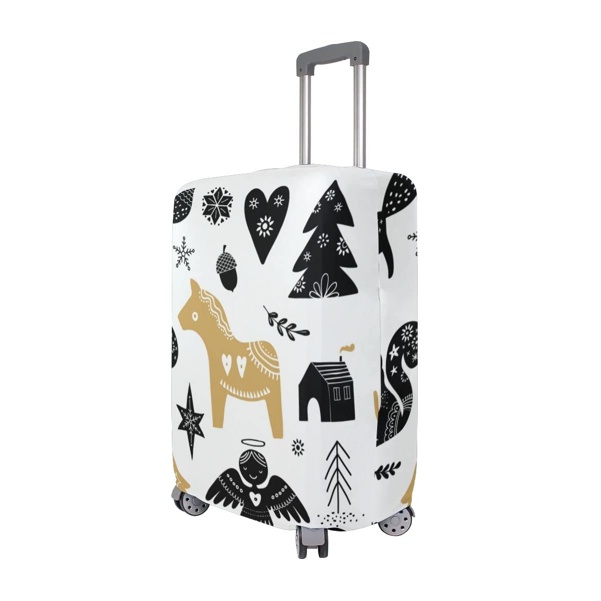 Cute Animal Print Luggage Cover - Rabbit Fox Bird Deer Tree Design - XL 29-32 Inch Travel Suitcase Protector | Perfect for Airplane Checked Bags & Vacation Travel Accessories
