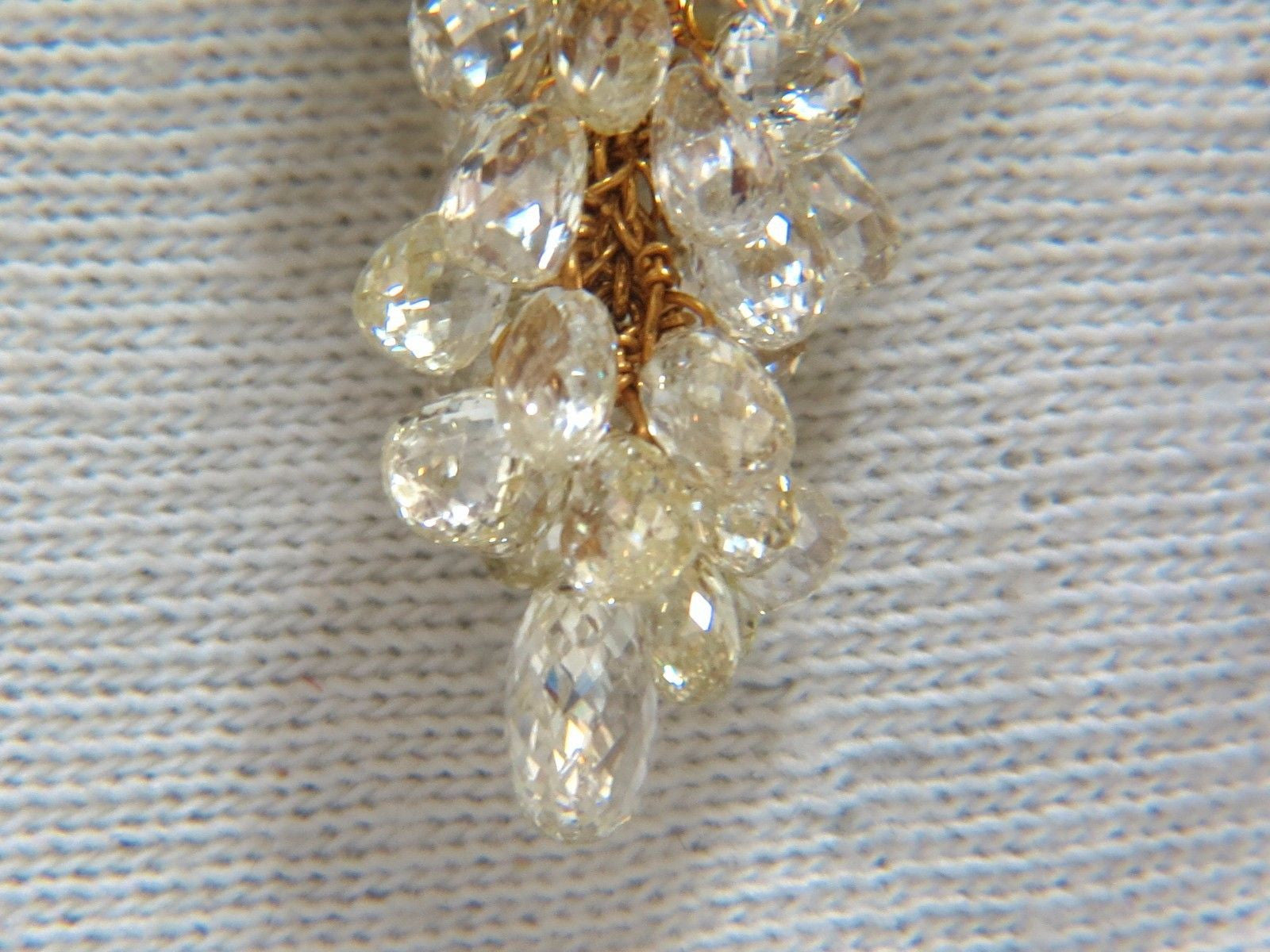 50.15ct Natural Fancy Color Briolette Diamond Dangle Earrings in 18K Gold Grapevine Design - Elegant Jewelry for Weddings, Parties & Special Occasions