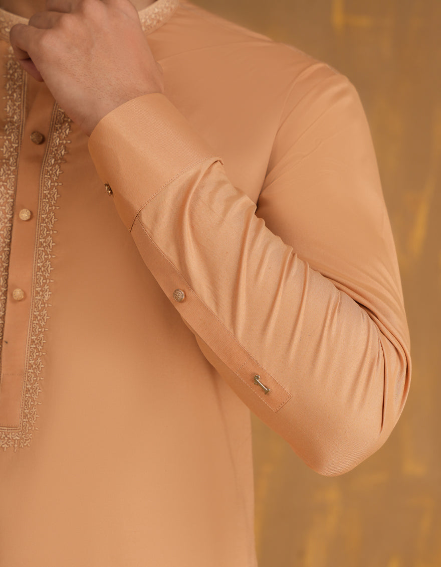 Elegant Blended Brown Shalwar Kameez by J. Junaid Jamshed - Traditional Pakistani Outfit for Weddings, Festivals & Special Occasions