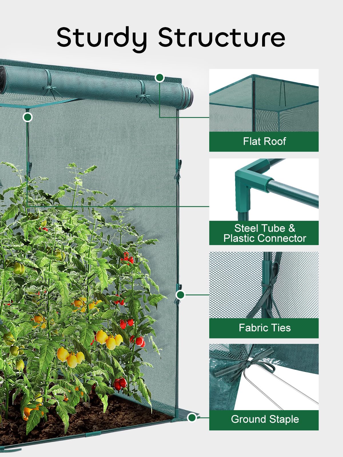 GROWNEER 4' x 8' Plant Protection Tent with Steel Frame - 2 Zippered Doors, 12 Ground Staples & Storage Bags | Durable Outdoor Crop Cage for Garden, Yard, Lawn | Perfect for Protecting Plants from Pests, Harsh Weather & Animals