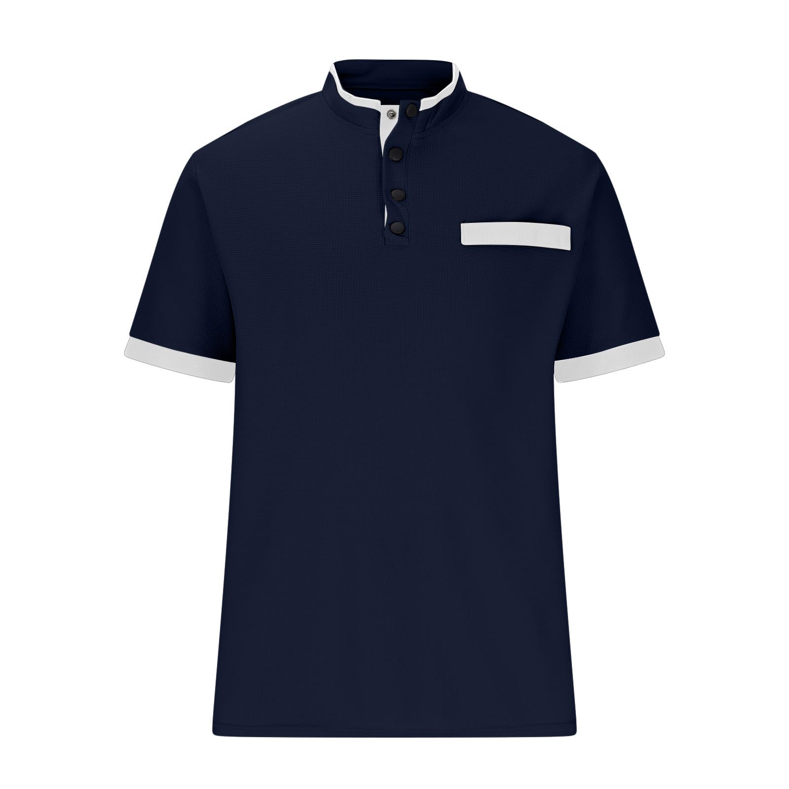 Men's Waffle Knit Henley Shirt Short Sleeve T-Shirt - Summer Casual Button Up Work Blouse with Pocket - Perfect for Outdoor Activities, Office Wear & Everyday Comfort
