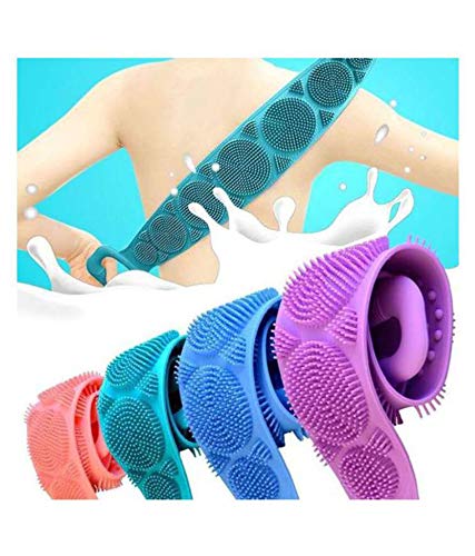 Exfoliating Body Scrubber with Double-Sided Silicone Bristles - Deep Clean & Invigorate Skin - Shower & Bath Scrubber Belt for Women & Men - Pack of 2 (Multicolor) - Perfect for Exfoliating Back, Shoulders & Hard-to-Reach Areas