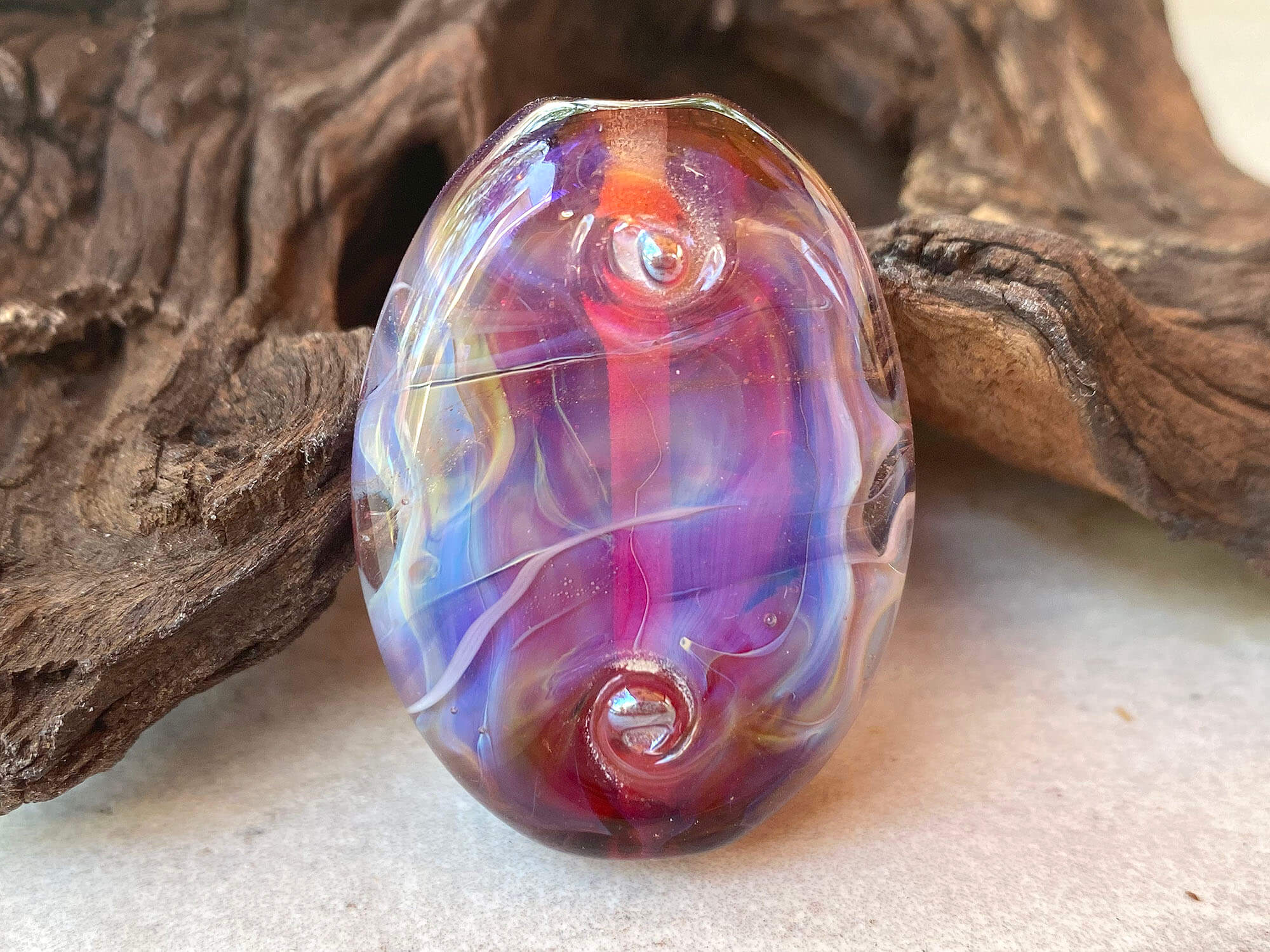 Handmade Purple Opal Lampwork Glass Focal Bead for Jewelry Making - Perfect for Necklaces, Bracelets & DIY Craft Projects