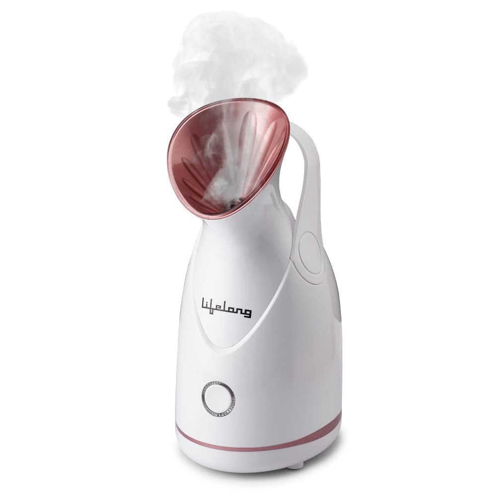 LLS18 Nano-Ionic Facial Steamer with 65ML Water Tank - Professional Medical Grade Face & Nose Vaporizer for Skin Hydration & Sinus Relief | Perfect for Home Spa, Acne Treatment & Cold Symptom Relief | 1 Year Warranty (White)