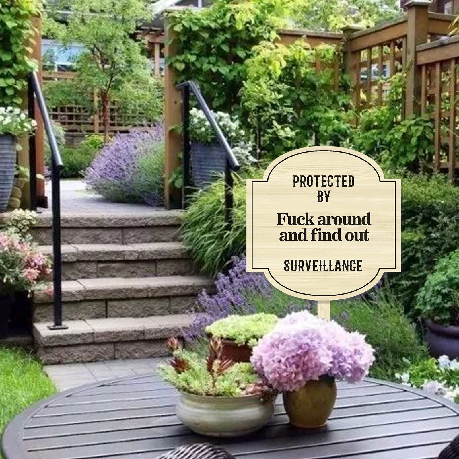 Protected by Sign Fuck Around and Find Out - Yard Sign for Home Security (Design D) | Deter Intruders & Protect Your Property